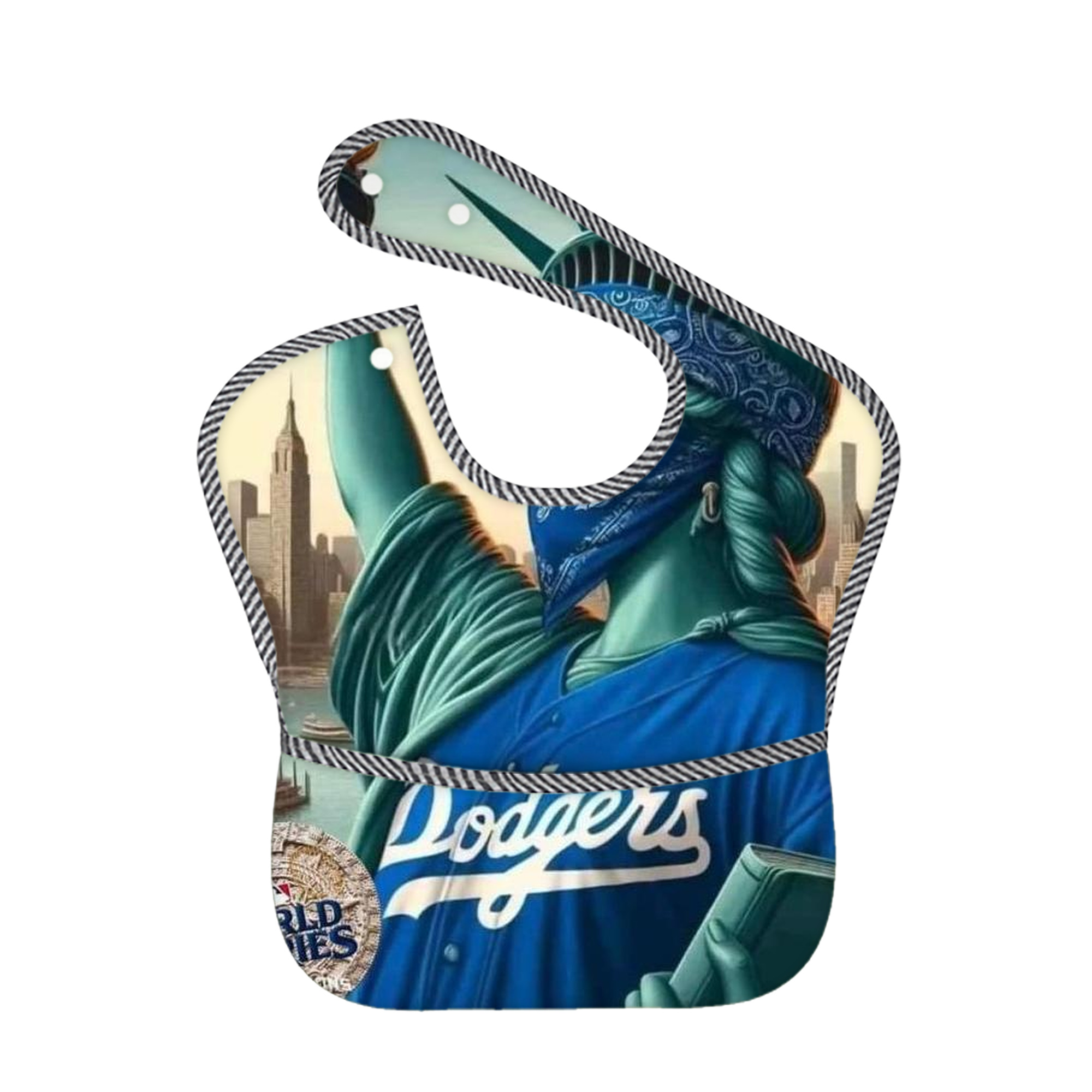  Adjustable Waterproof Toddler Bib – Full-Print Durable Polyester – Foldable Crumb Pocket – Easy Snap Closure – Soft