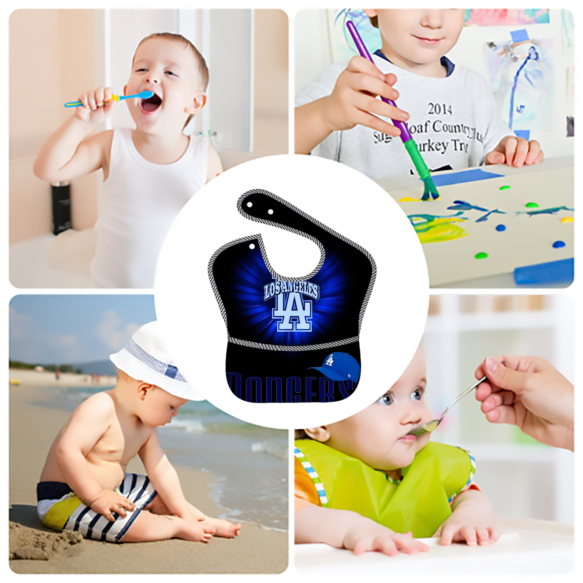  Adjustable Waterproof Toddler Bib – Full-Print Durable Polyester – Foldable Crumb Pocket – Easy Snap Closure – Soft