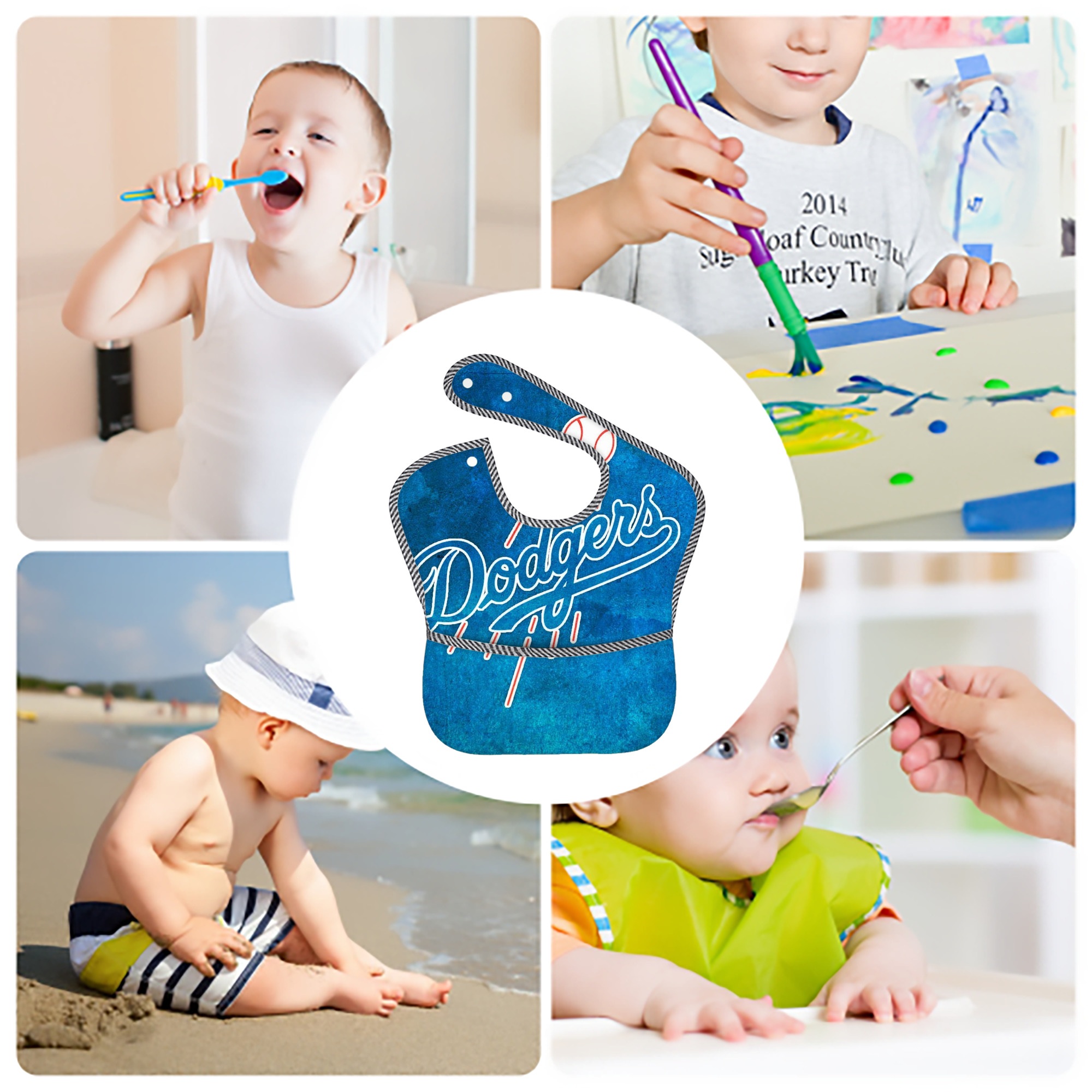  Adjustable Waterproof Toddler Bib – Full-Print Durable Polyester – Foldable Crumb Pocket – Easy Snap Closure – Soft