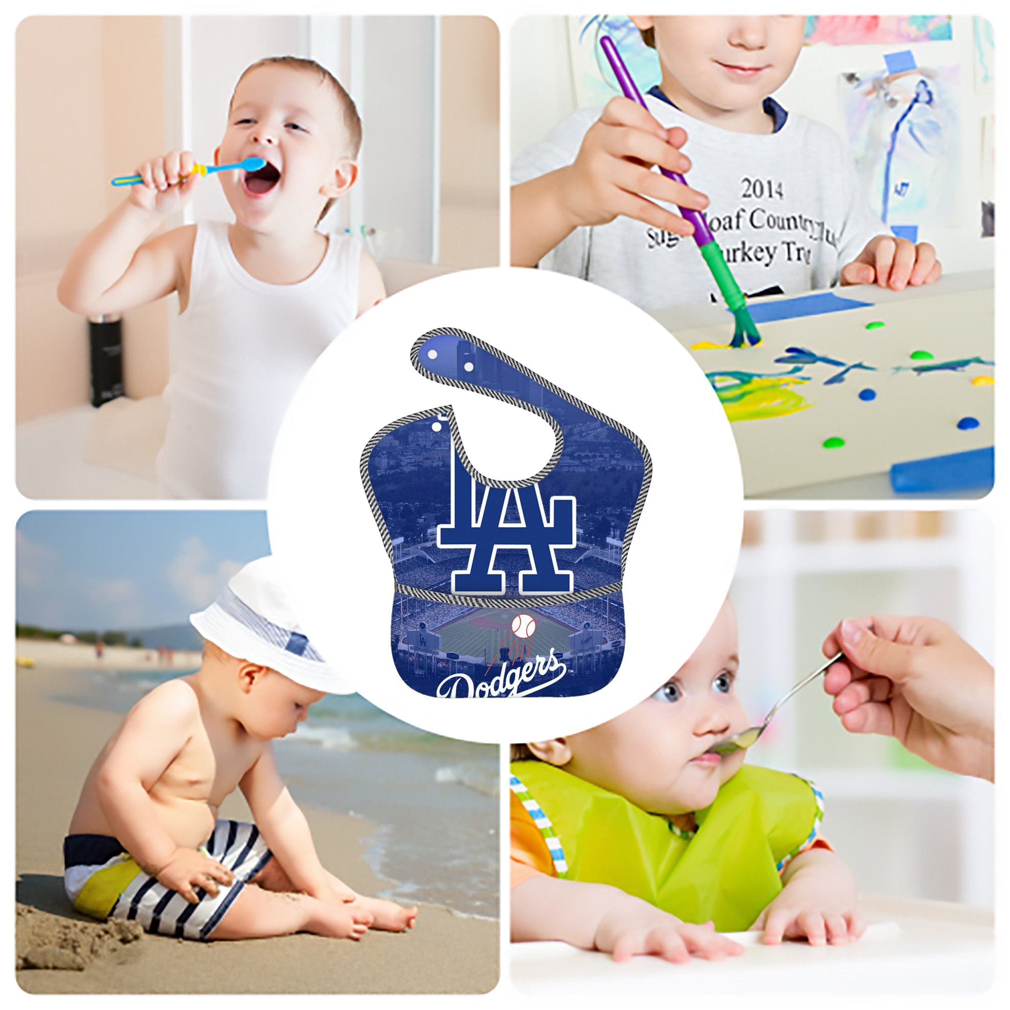  Adjustable Waterproof Toddler Bib – Full-Print Durable Polyester – Foldable Crumb Pocket – Easy Snap Closure – Soft