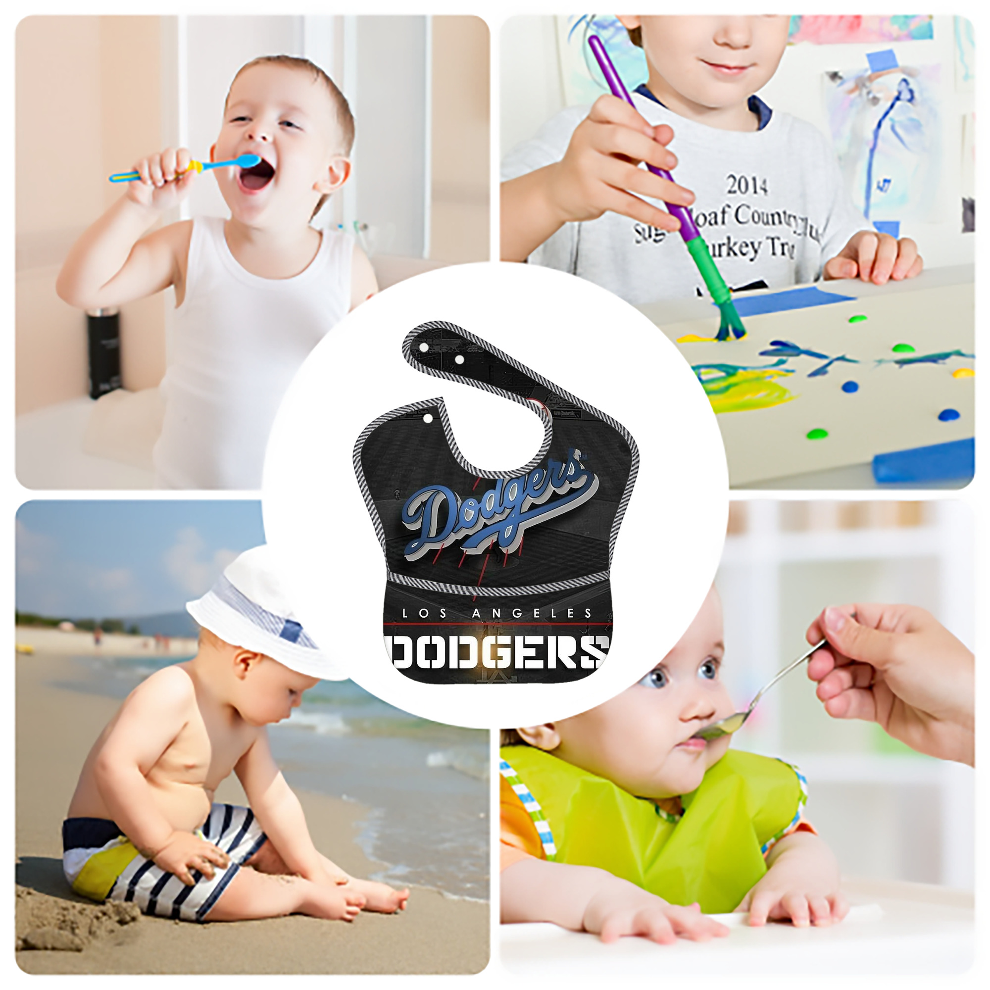  Adjustable Waterproof Toddler Bib – Full-Print Durable Polyester – Foldable Crumb Pocket – Easy Snap Closure – Soft