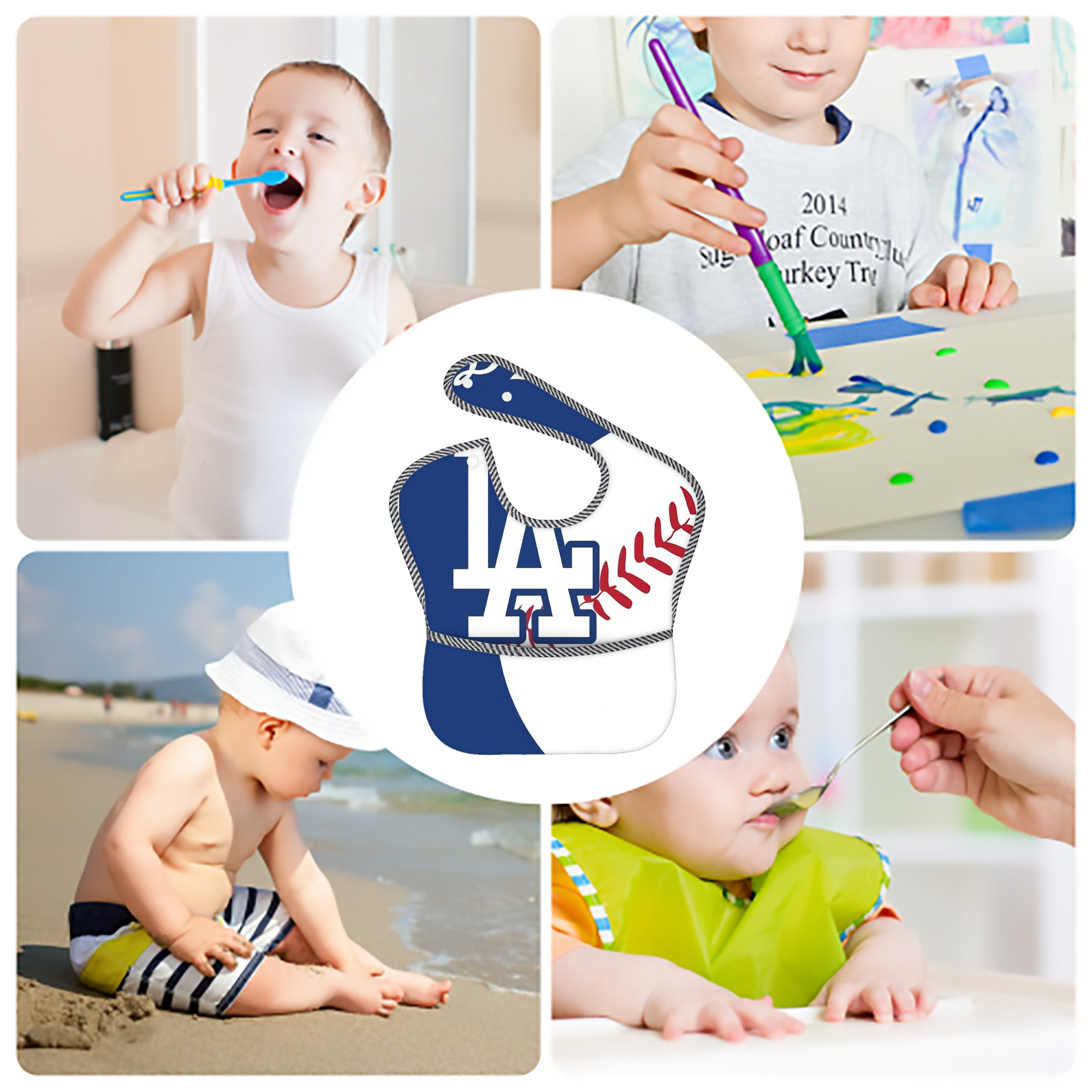  Adjustable Waterproof Toddler Bib – Full-Print Durable Polyester – Foldable Crumb Pocket – Easy Snap Closure – Soft