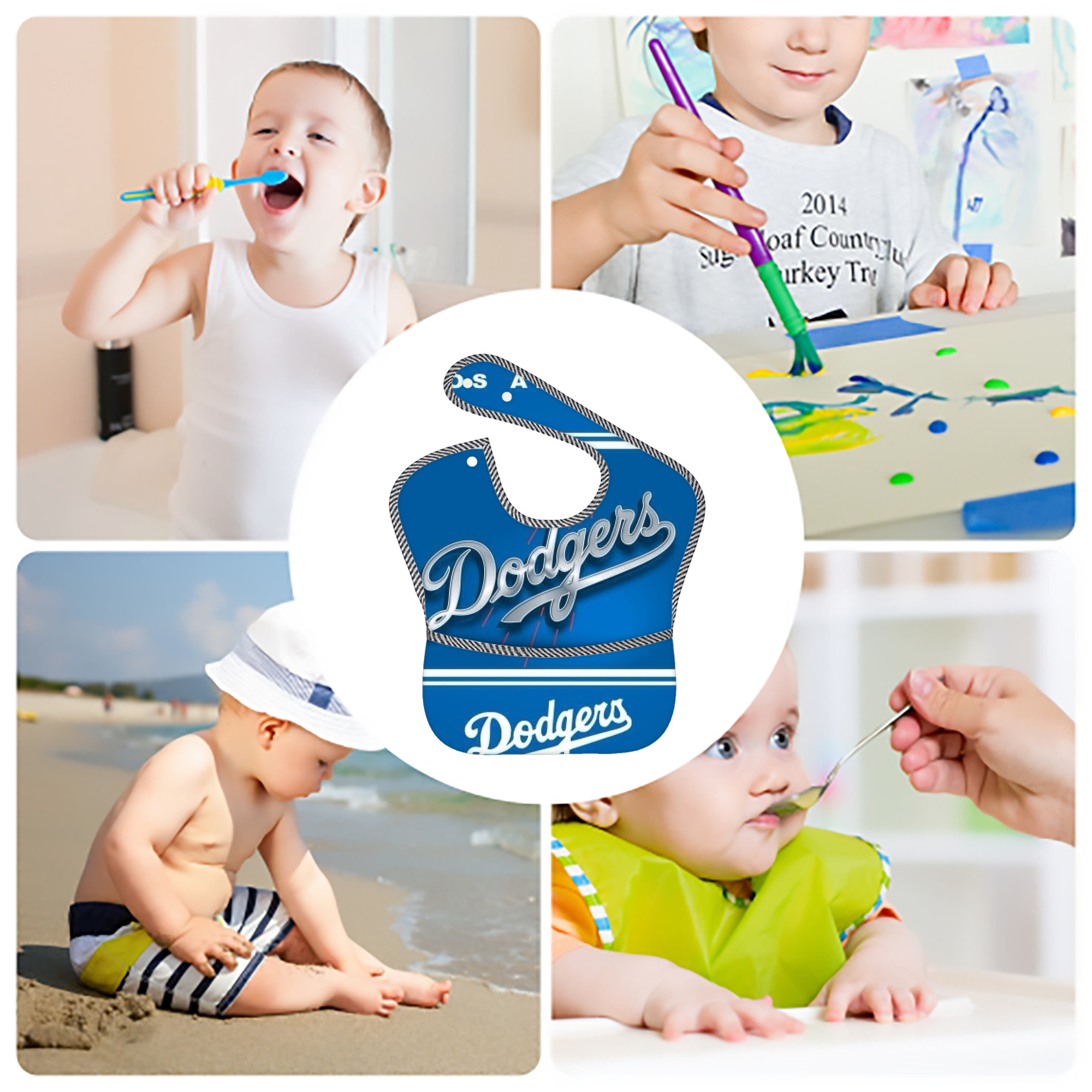  Adjustable Waterproof Toddler Bib – Full-Print Durable Polyester – Foldable Crumb Pocket – Easy Snap Closure – Soft