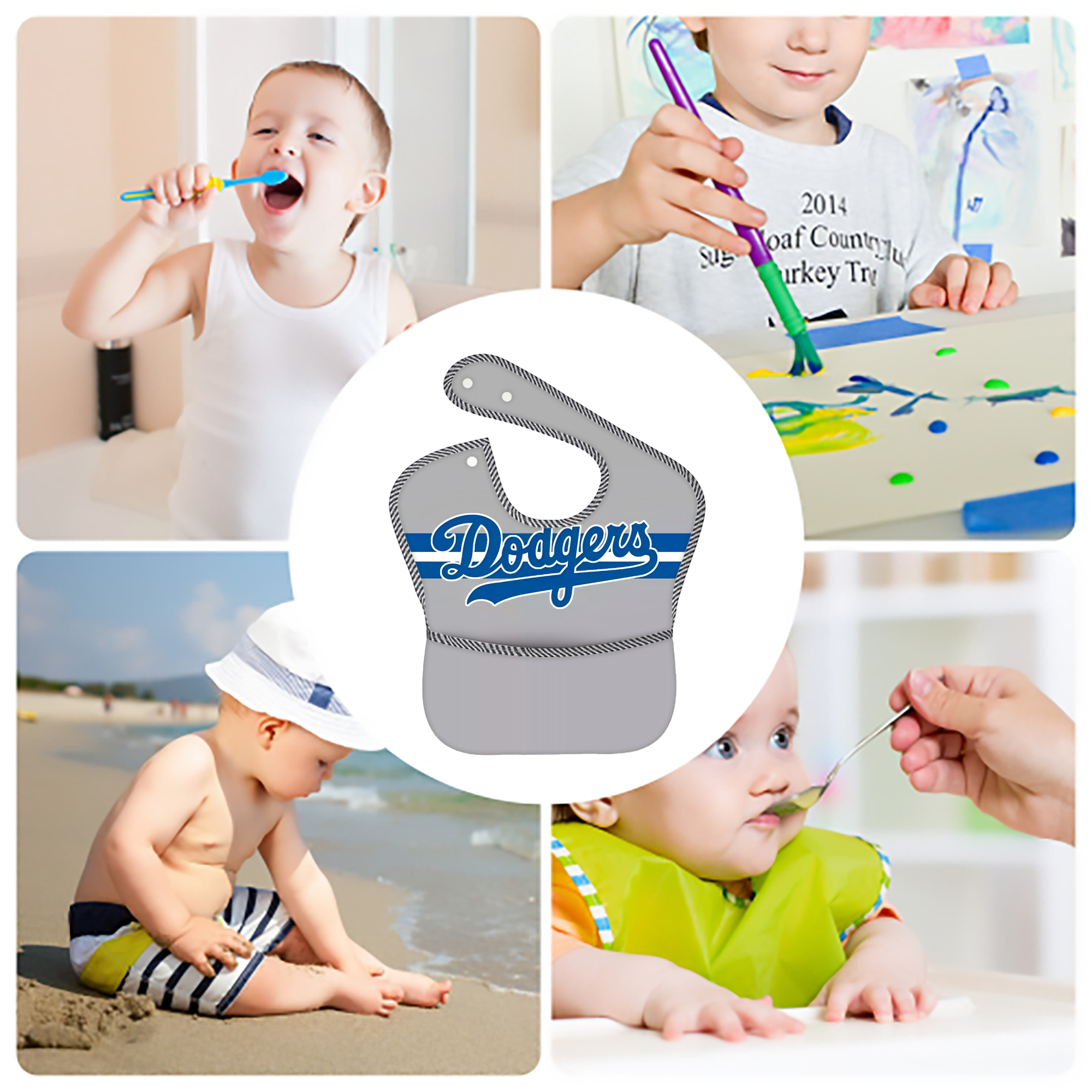  Adjustable Waterproof Toddler Bib – Full-Print Durable Polyester – Foldable Crumb Pocket – Easy Snap Closure – Soft