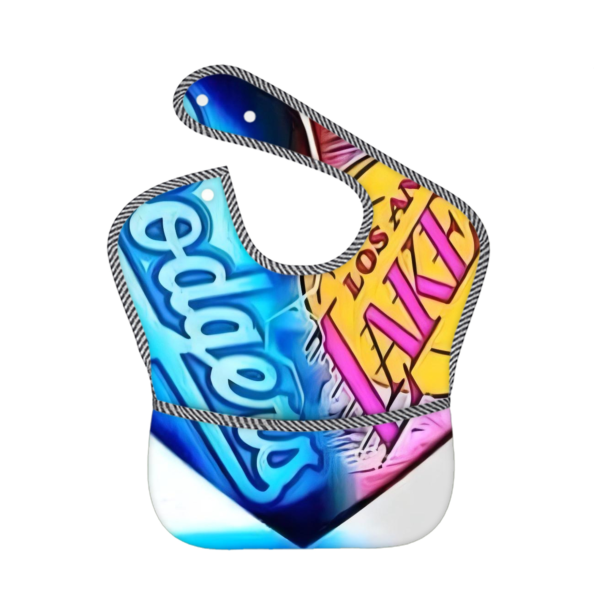  Adjustable Waterproof Toddler Bib – Full-Print Durable Polyester – Foldable Crumb Pocket – Easy Snap Closure – Soft