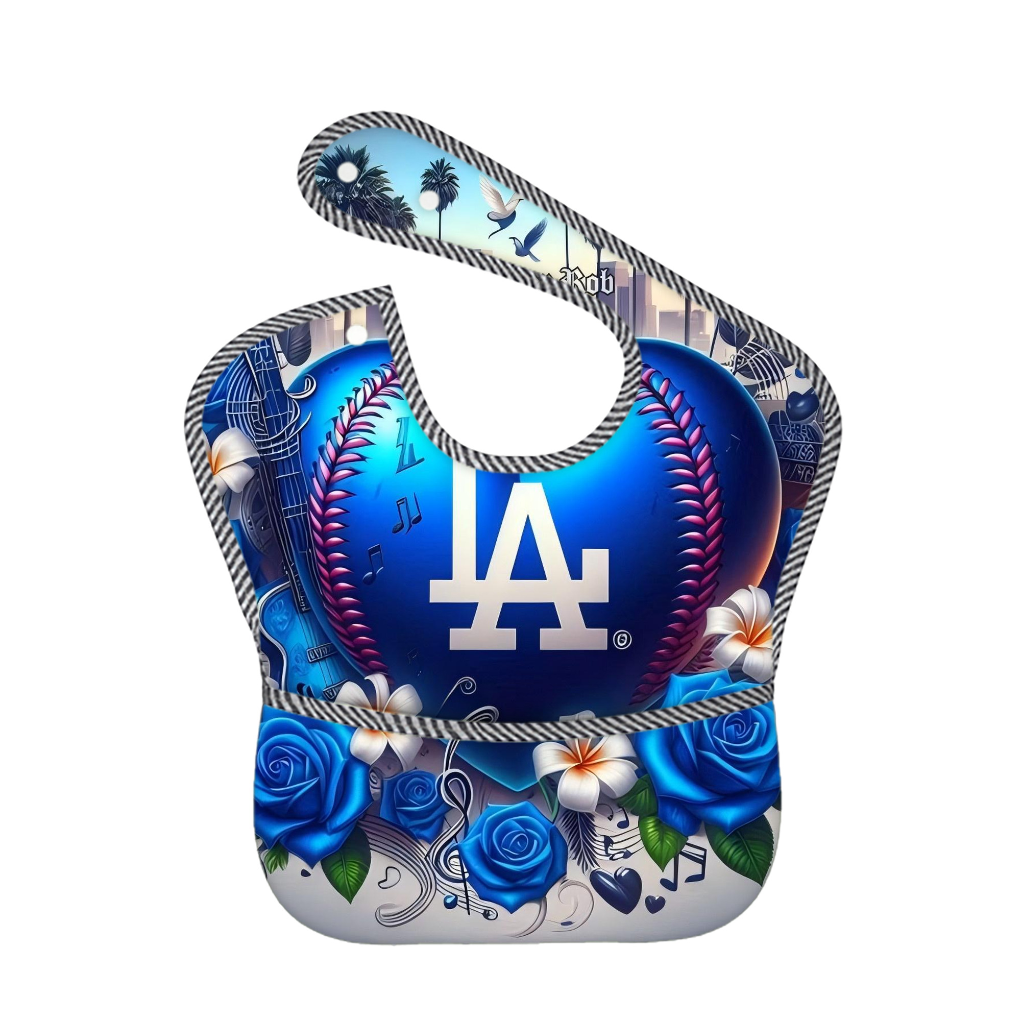  Adjustable Waterproof Toddler Bib – Full-Print Durable Polyester – Foldable Crumb Pocket – Easy Snap Closure – Soft