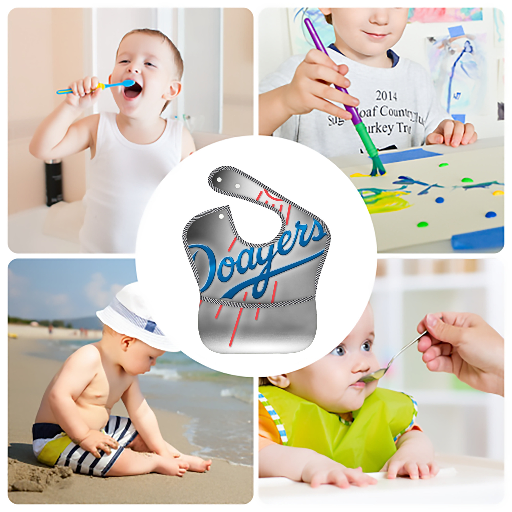  Adjustable Waterproof Toddler Bib – Full-Print Durable Polyester – Foldable Crumb Pocket – Easy Snap Closure – Soft