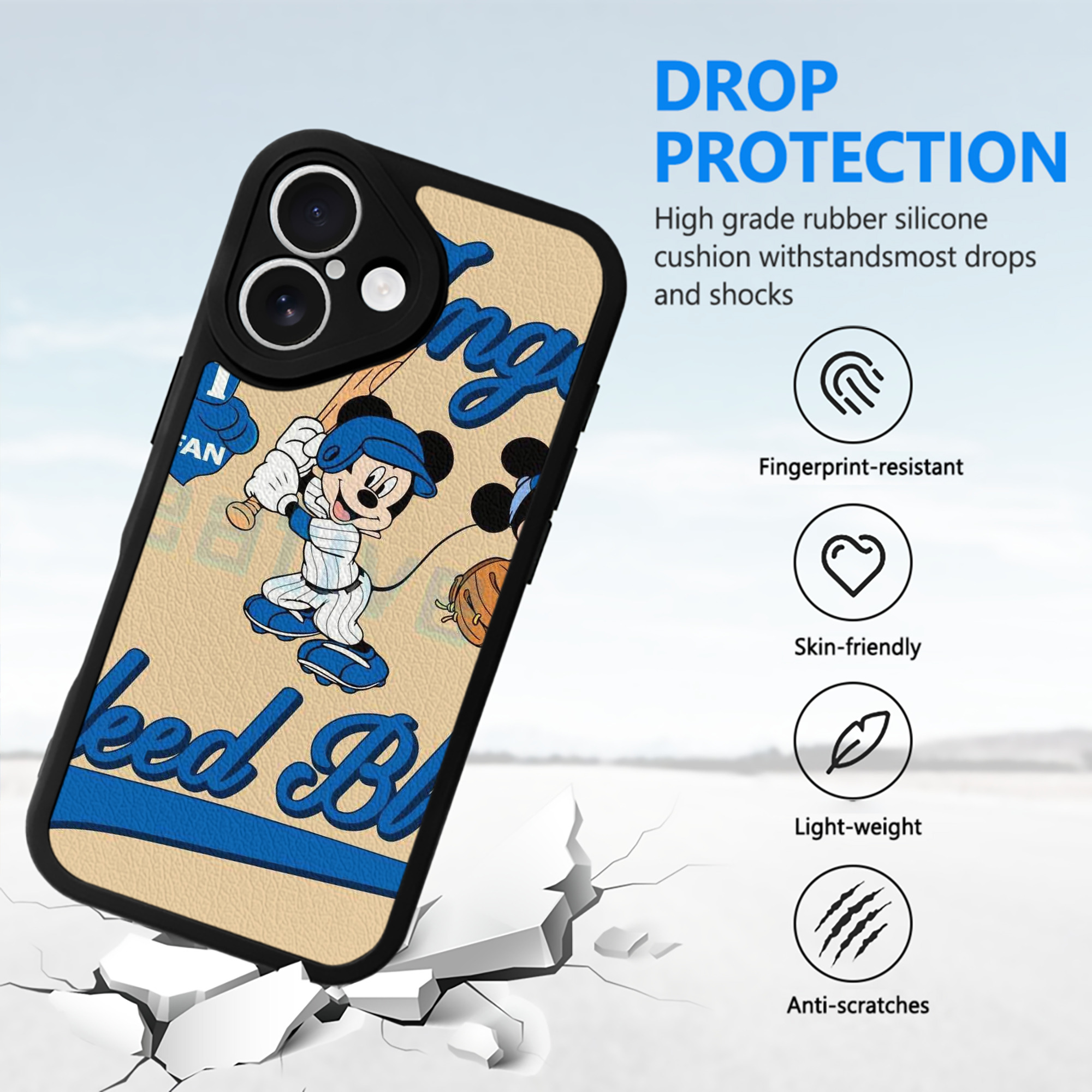  IPhone 16 Silicone Leather Case – UV Print, Lambskin Texture – Perfect Fit, Wireless Charging Compatible, Scratch Resistant, Precise Cutouts – Stylish Protection For IPhone 16