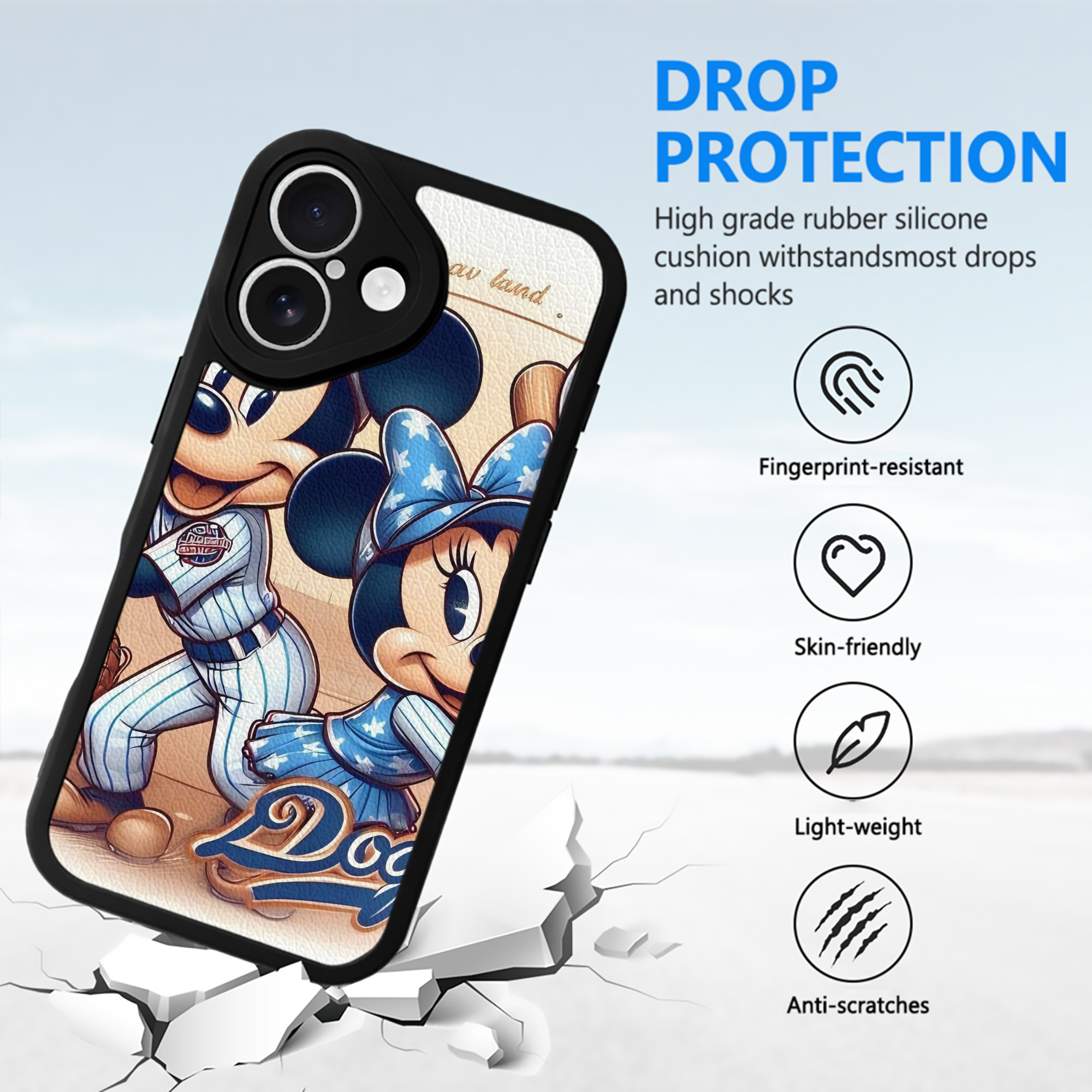  IPhone 16 Silicone Leather Case – UV Print, Lambskin Texture – Perfect Fit, Wireless Charging Compatible, Scratch Resistant, Precise Cutouts – Stylish Protection For IPhone 16