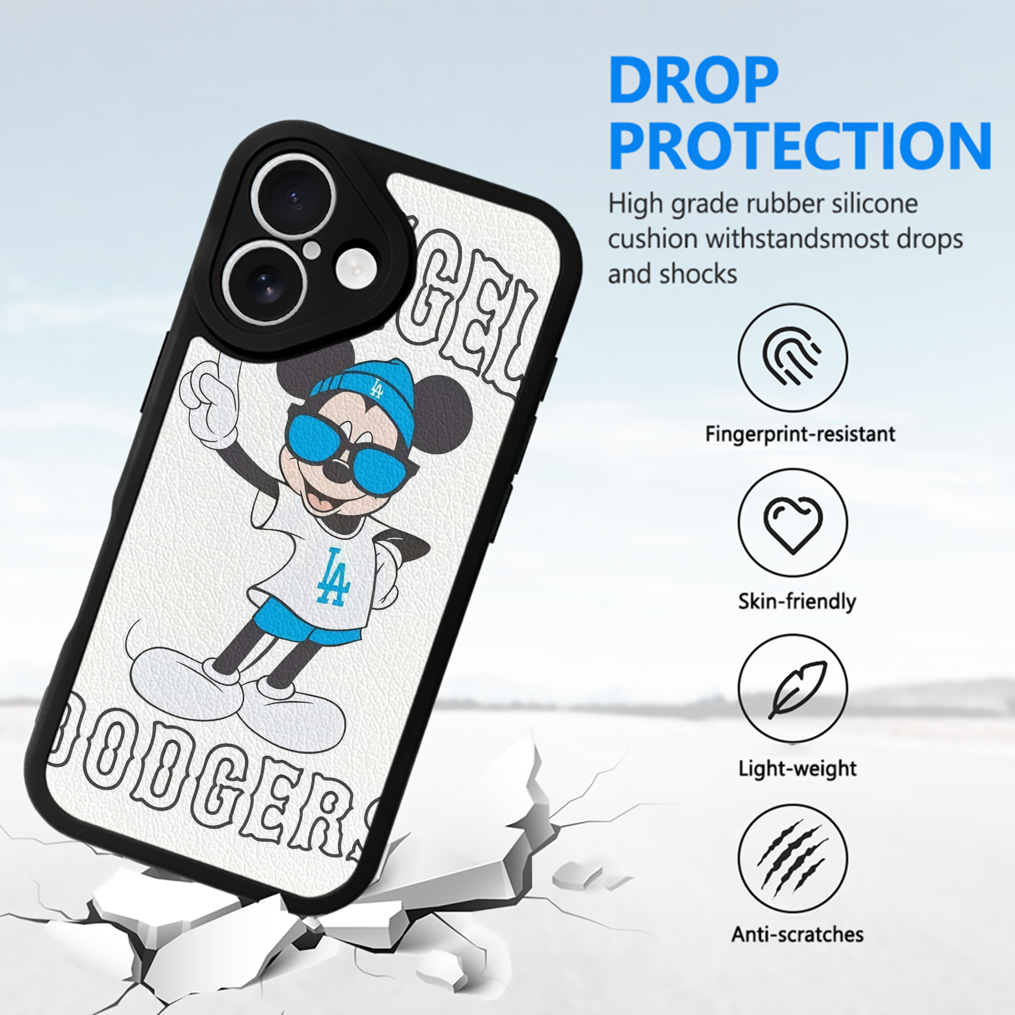  IPhone 16 Silicone Leather Case – UV Print, Lambskin Texture – Perfect Fit, Wireless Charging Compatible, Scratch Resistant, Precise Cutouts – Stylish Protection For IPhone 16