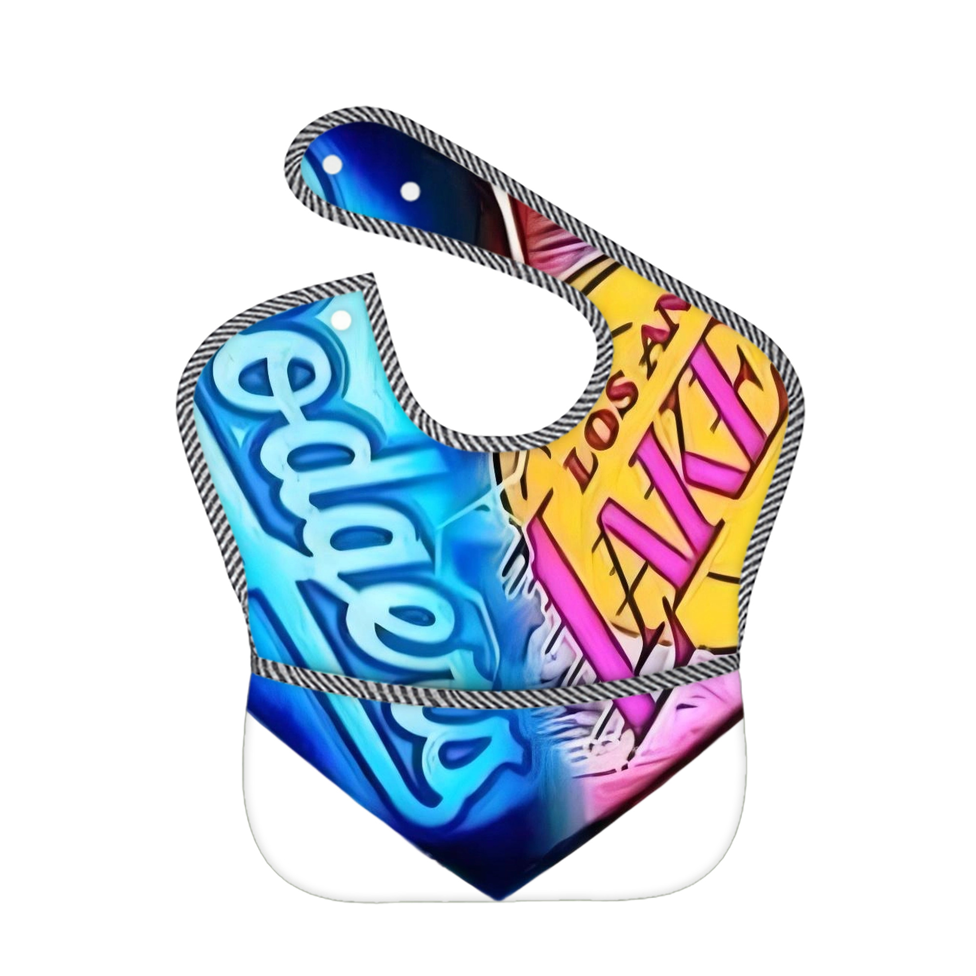  Adjustable Waterproof Toddler Bib – Full-Print Durable Polyester – Foldable Crumb Pocket – Easy Snap Closure – Soft