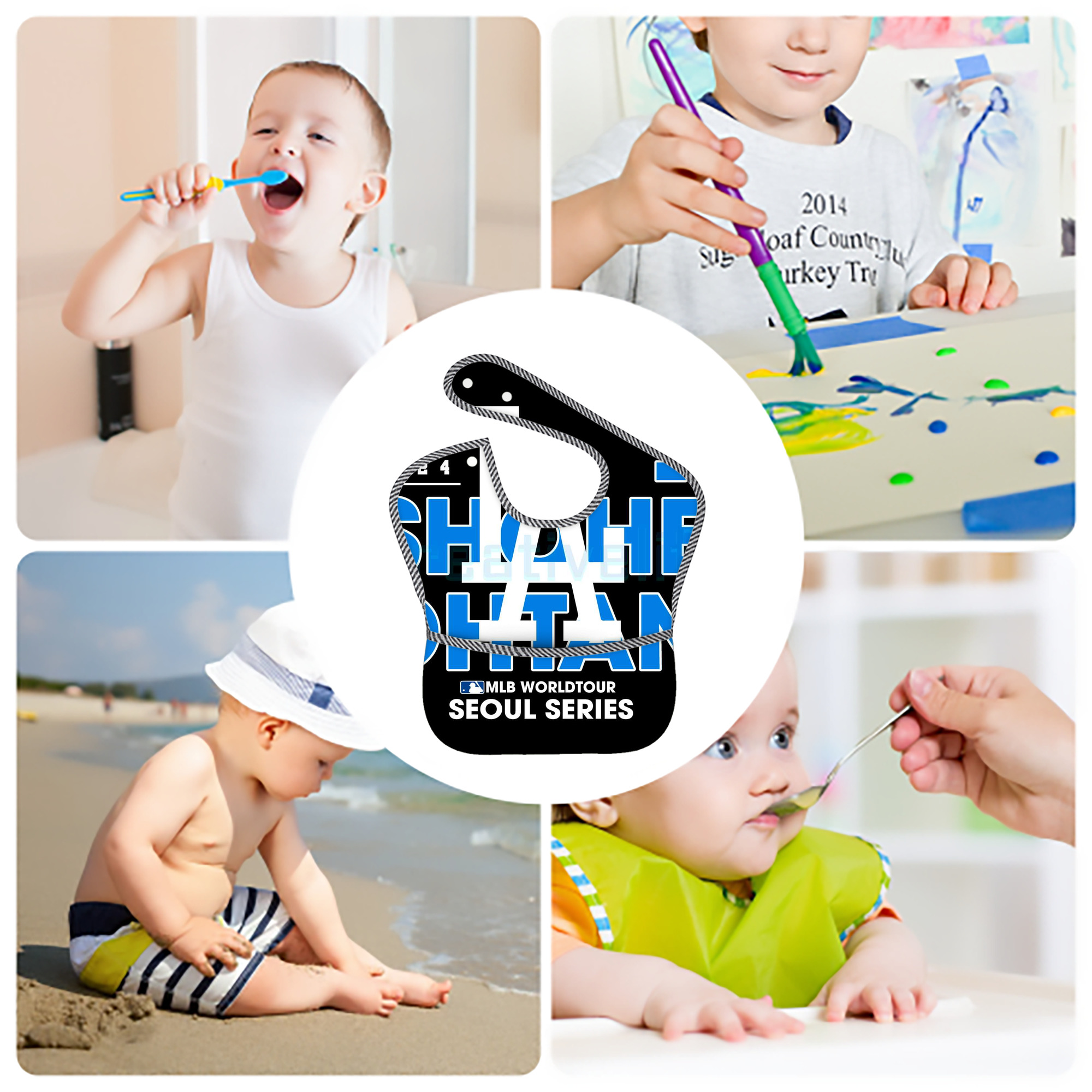  Adjustable Waterproof Toddler Bib – Full-Print Durable Polyester – Foldable Crumb Pocket – Easy Snap Closure – Soft