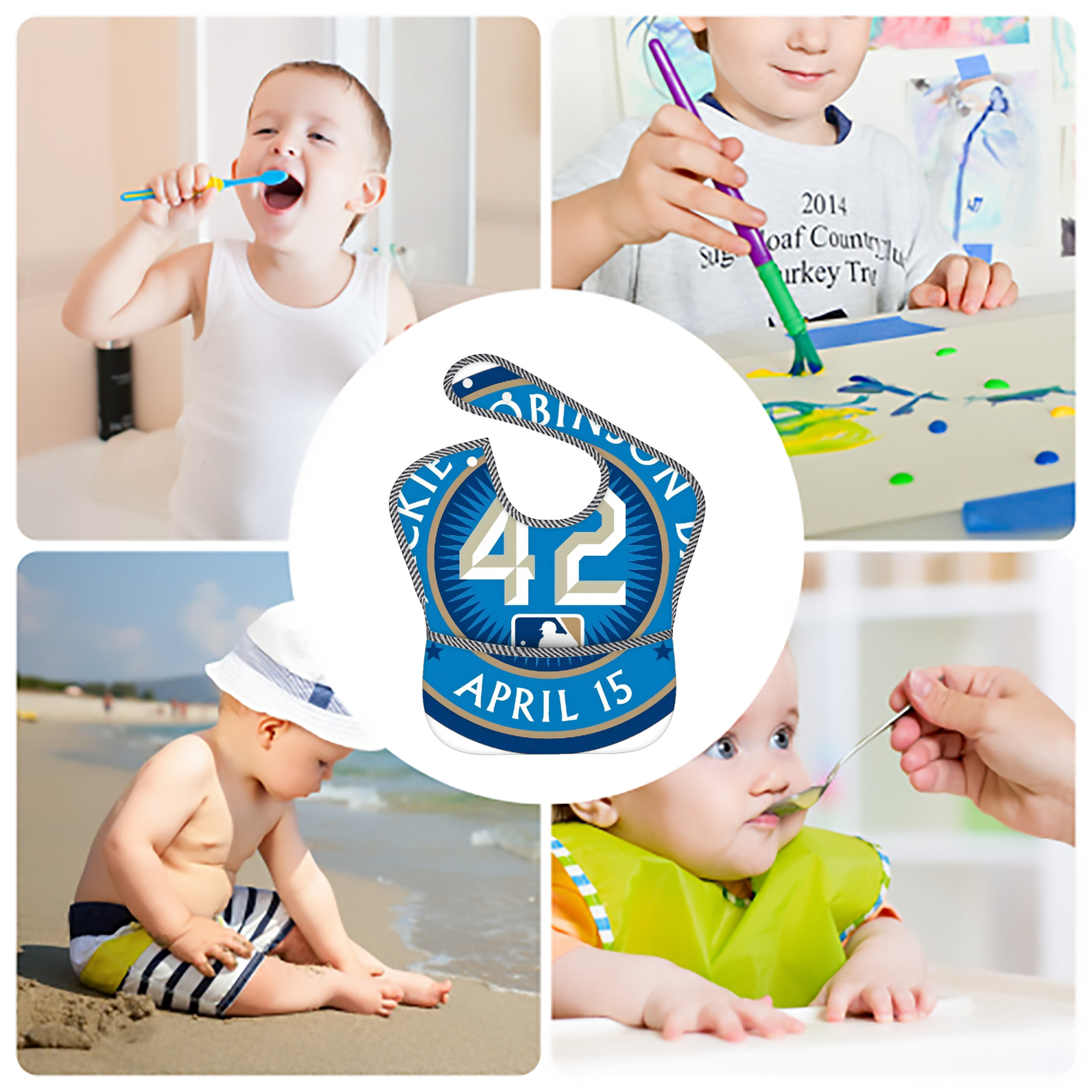  Adjustable Waterproof Toddler Bib – Full-Print Durable Polyester – Foldable Crumb Pocket – Easy Snap Closure – Soft