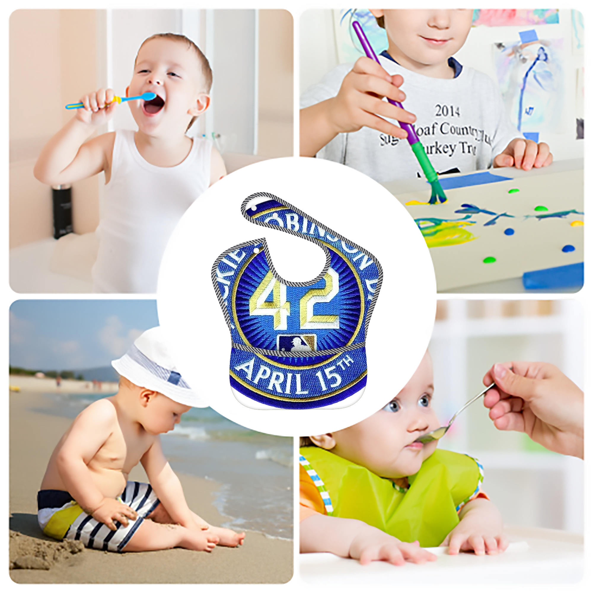  Adjustable Waterproof Toddler Bib – Full-Print Durable Polyester – Foldable Crumb Pocket – Easy Snap Closure – Soft