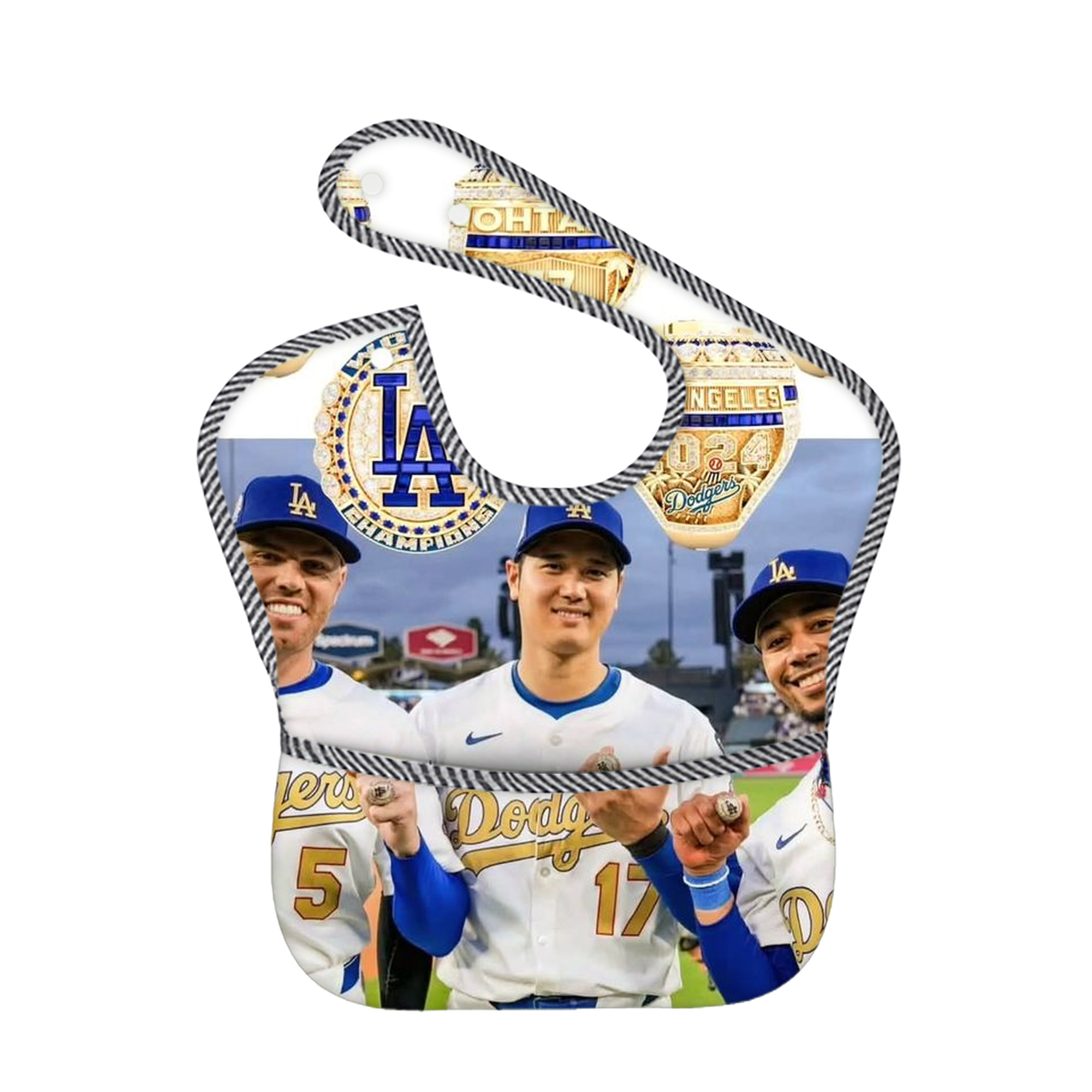  Adjustable Waterproof Toddler Bib – Full-Print Durable Polyester – Foldable Crumb Pocket – Easy Snap Closure – Soft