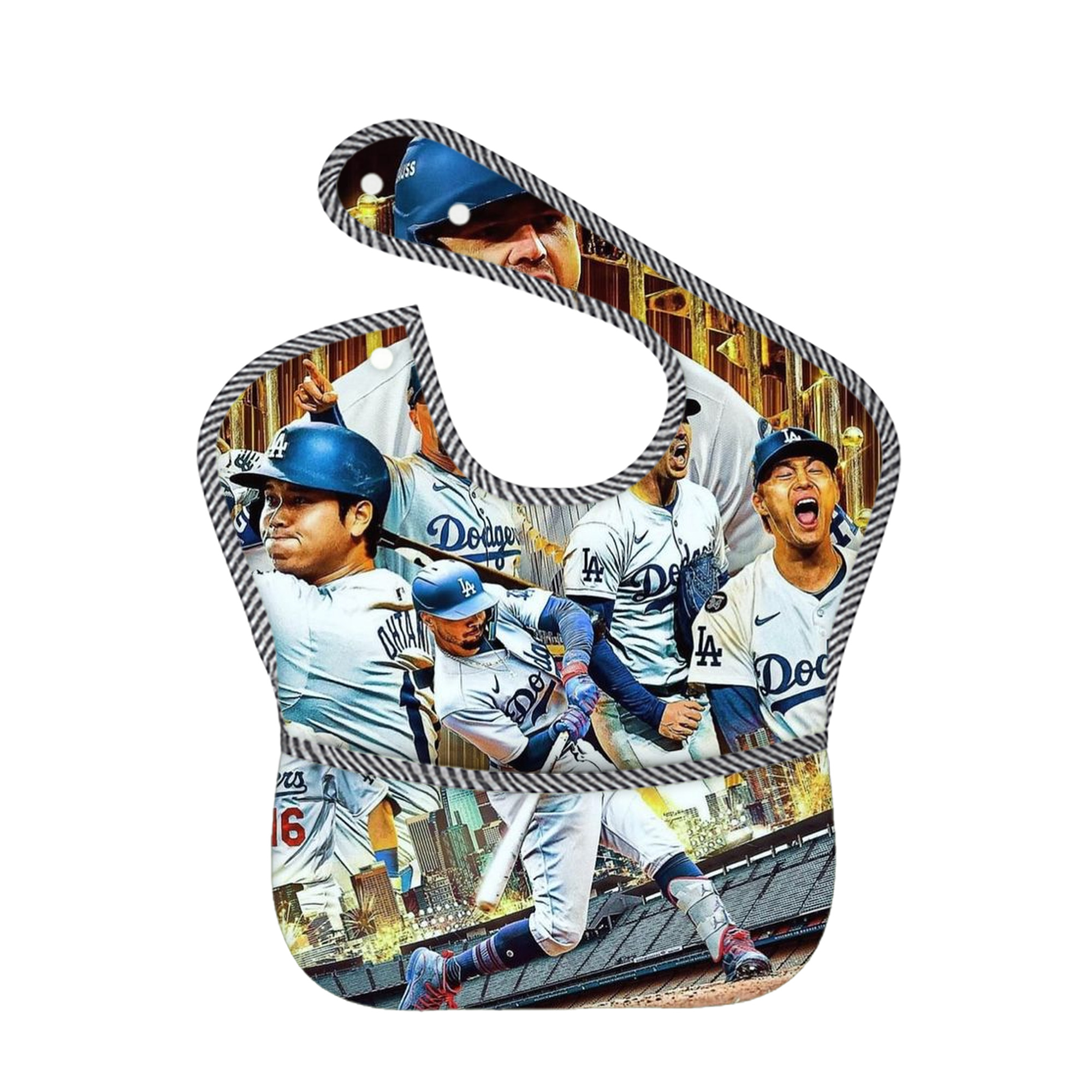  Adjustable Waterproof Toddler Bib – Full-Print Durable Polyester – Foldable Crumb Pocket – Easy Snap Closure – Soft