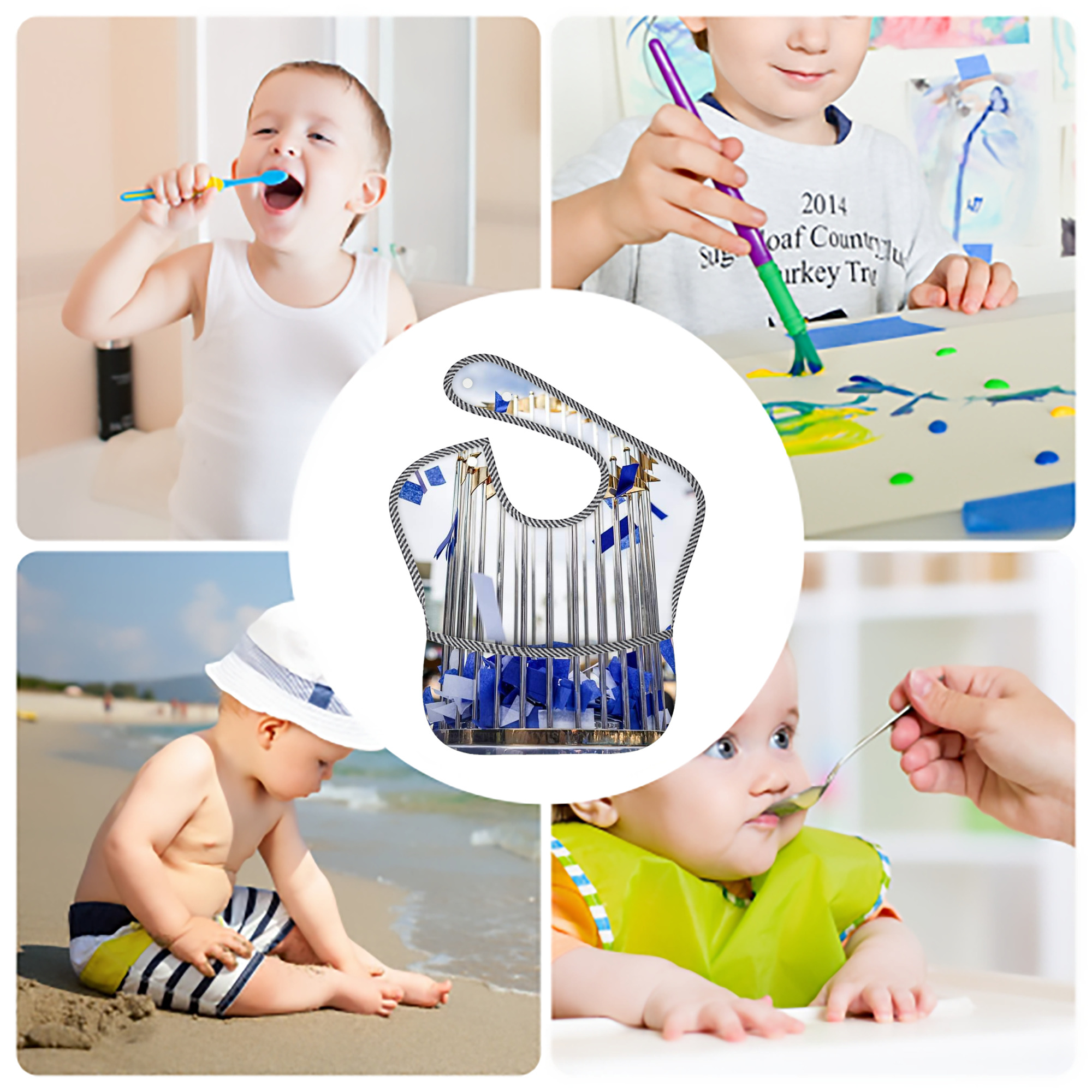  Adjustable Waterproof Toddler Bib – Full-Print Durable Polyester – Foldable Crumb Pocket – Easy Snap Closure – Soft