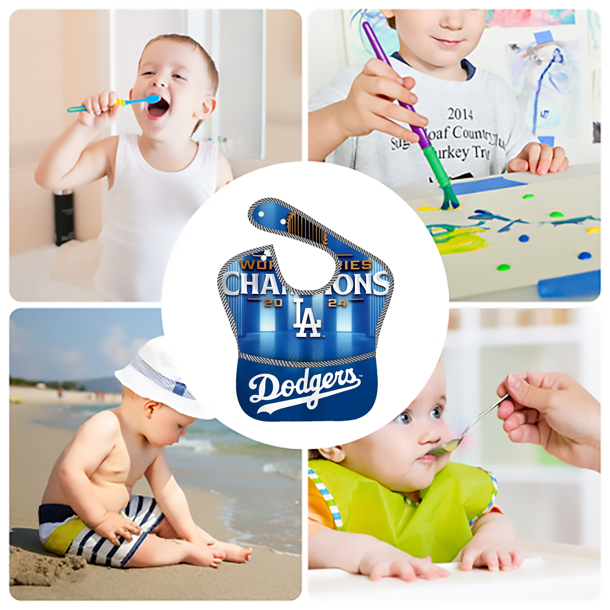  Adjustable Waterproof Toddler Bib – Full-Print Durable Polyester – Foldable Crumb Pocket – Easy Snap Closure – Soft