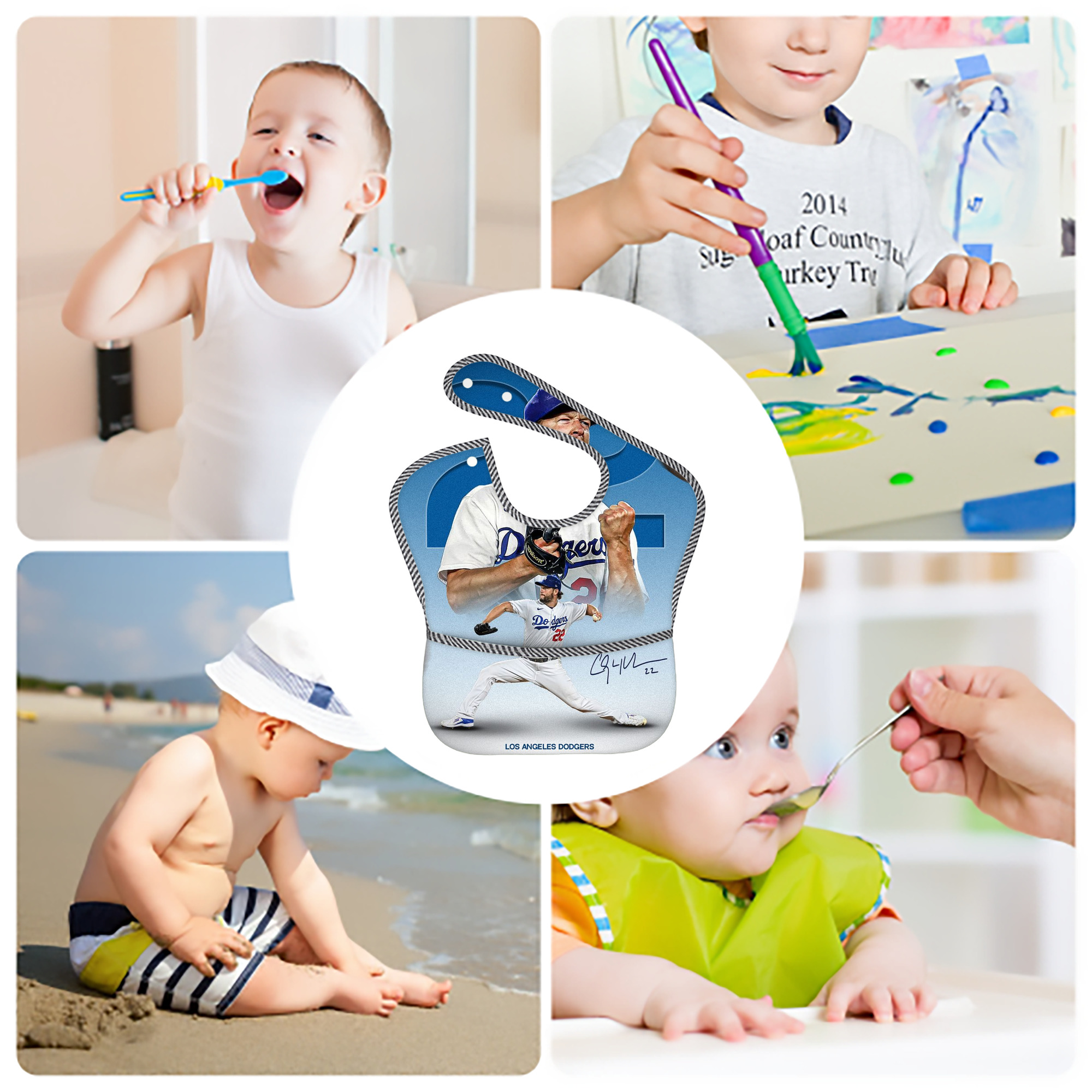  Adjustable Waterproof Toddler Bib – Full-Print Durable Polyester – Foldable Crumb Pocket – Easy Snap Closure – Soft