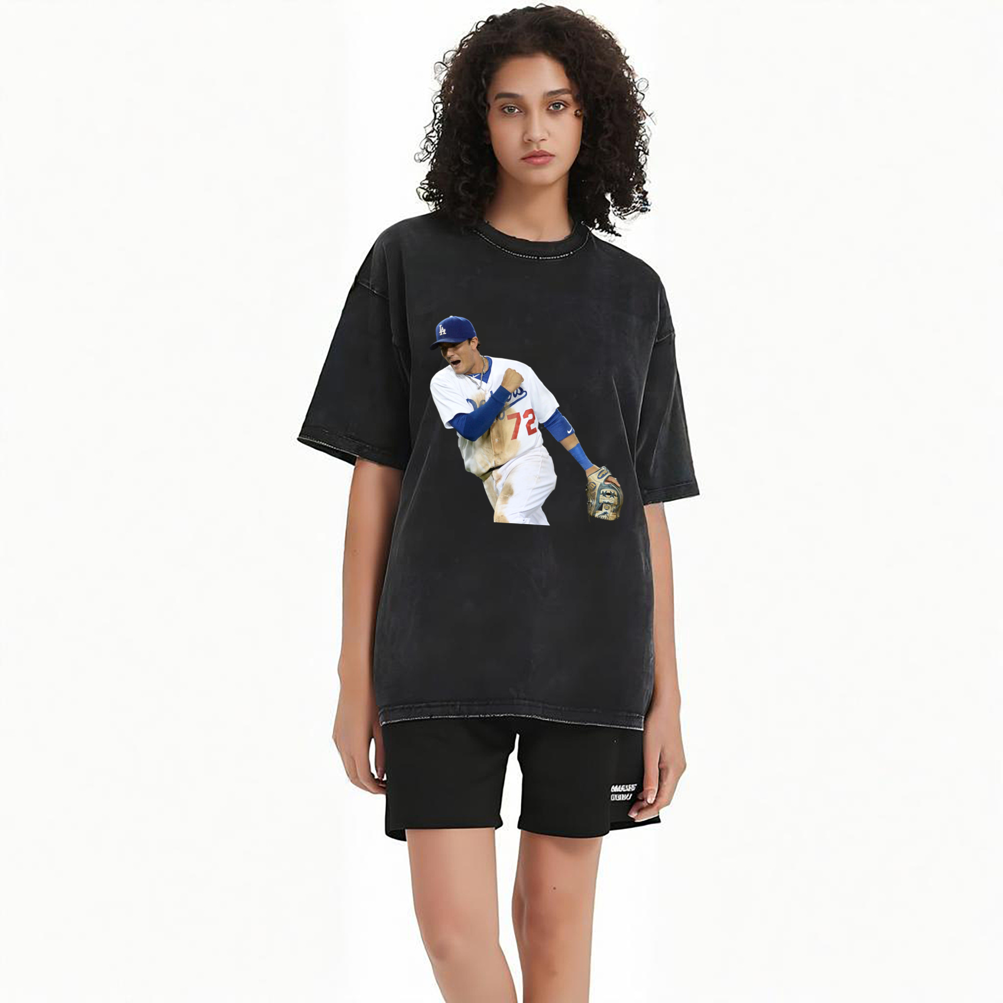  Washed Vintage Look 230g Cotton Oversized T-Shirt With Front Heat Transfer Print – Soft, Lightweight, Stylish Fit – Comfortable Casual Wear For Sports & Everyday Use