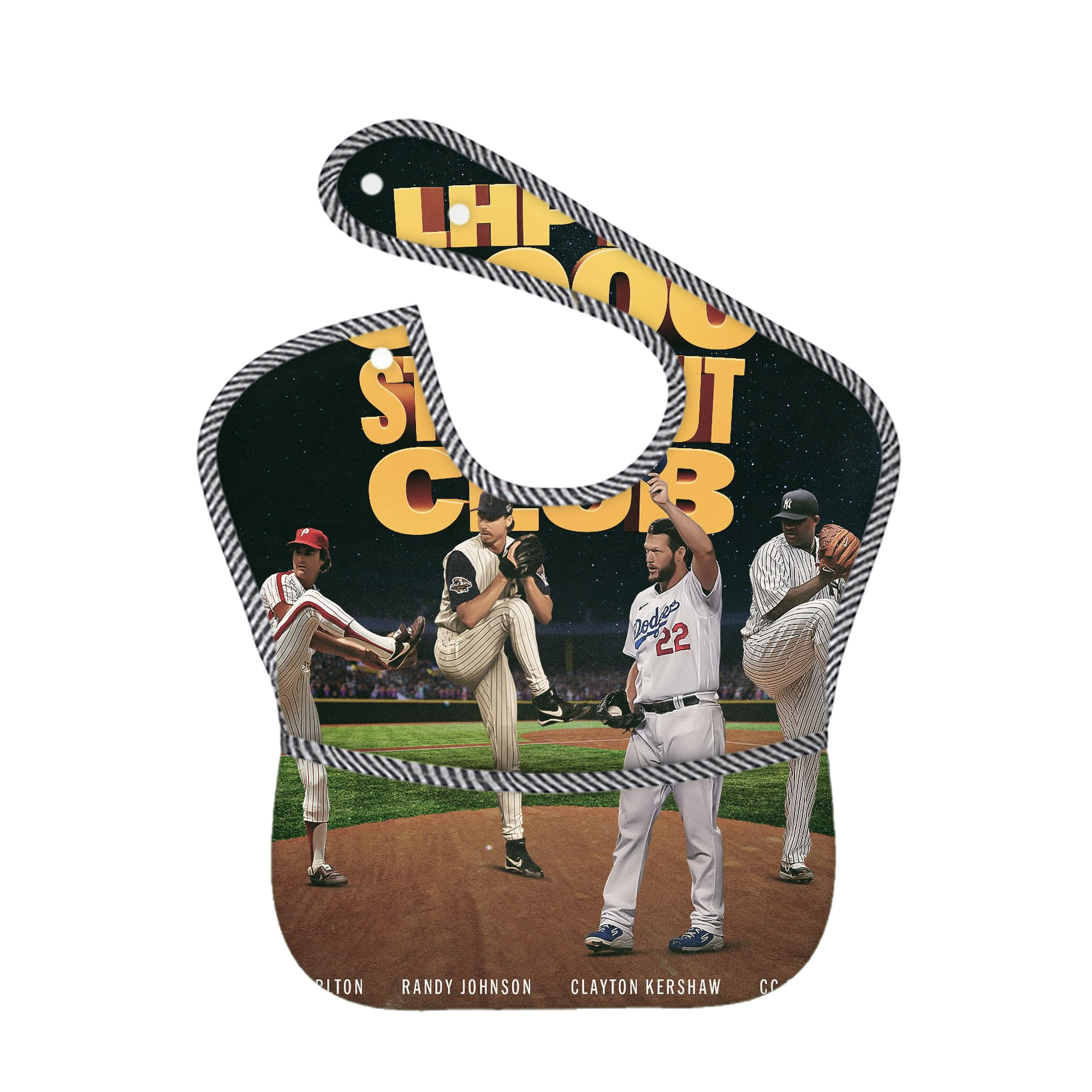 Clayton Kershaw  3K 10 Adjustable Waterproof Toddler Bib – Full-Print Durable Polyester – Foldable Crumb Pocket – Easy Snap Closure – Soft