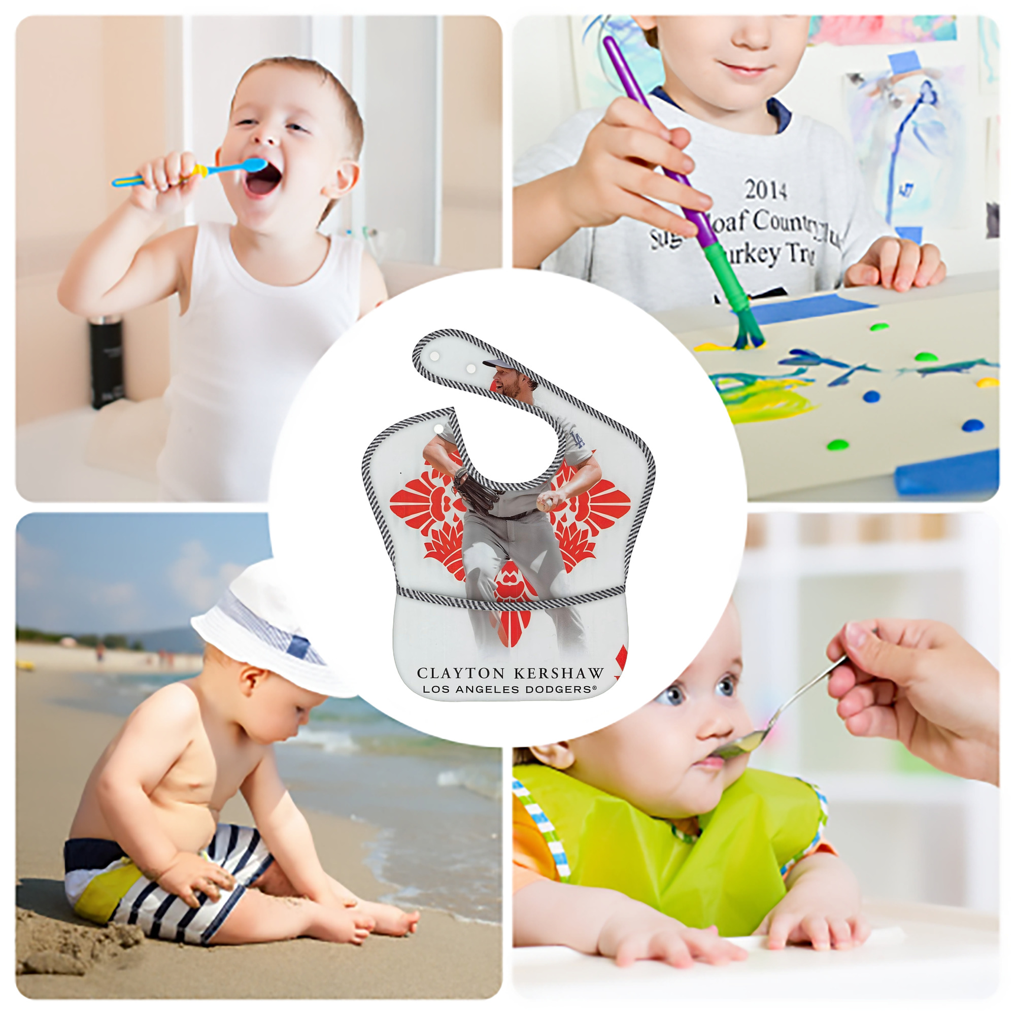 f06d9add0be8c220c5ebbb9c3fb07bf0 Adjustable Waterproof Toddler Bib – Full-Print Durable Polyester – Foldable Crumb Pocket – Easy Snap Closure – Soft