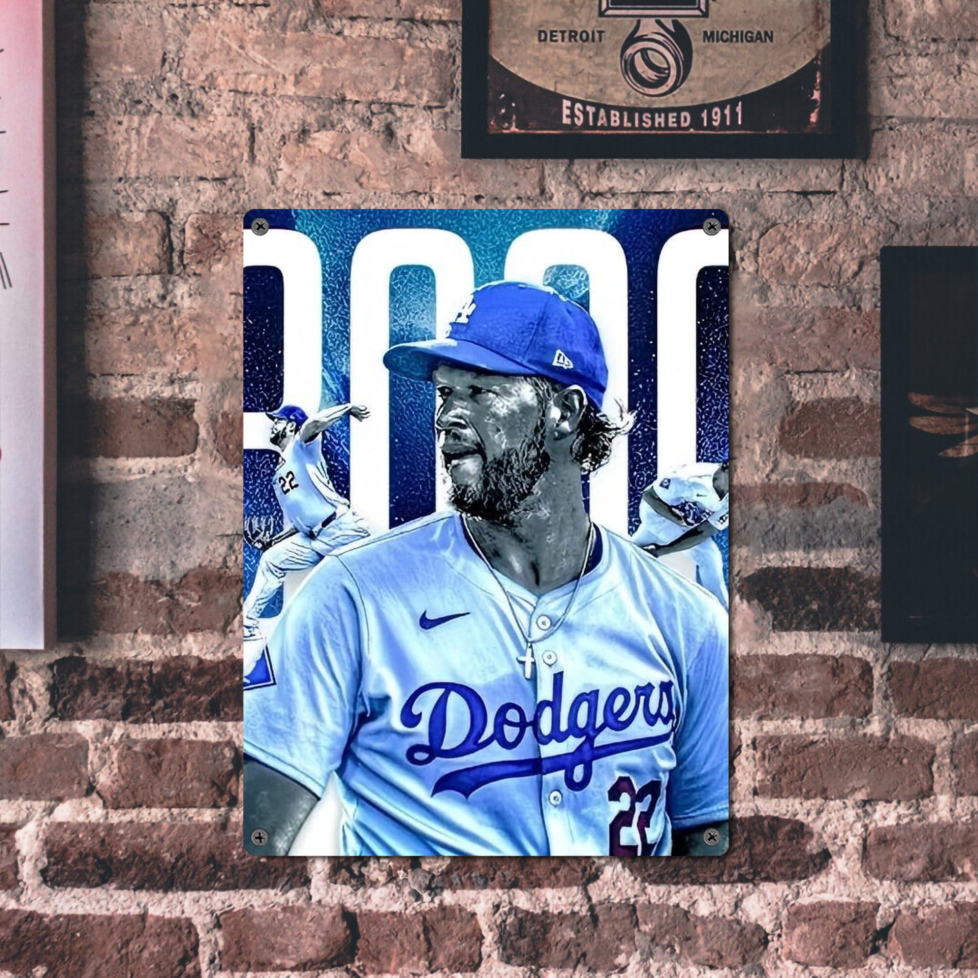 Clayton Kershaw  3K 2 Vintage Metal Tin Sign 12x16inch – Retro Wall Art Decor For Home, Bar, Kitchen, Bedroom, Office – Durable Iron Sheet Poster, Easy To Hang, Full-Color Printing