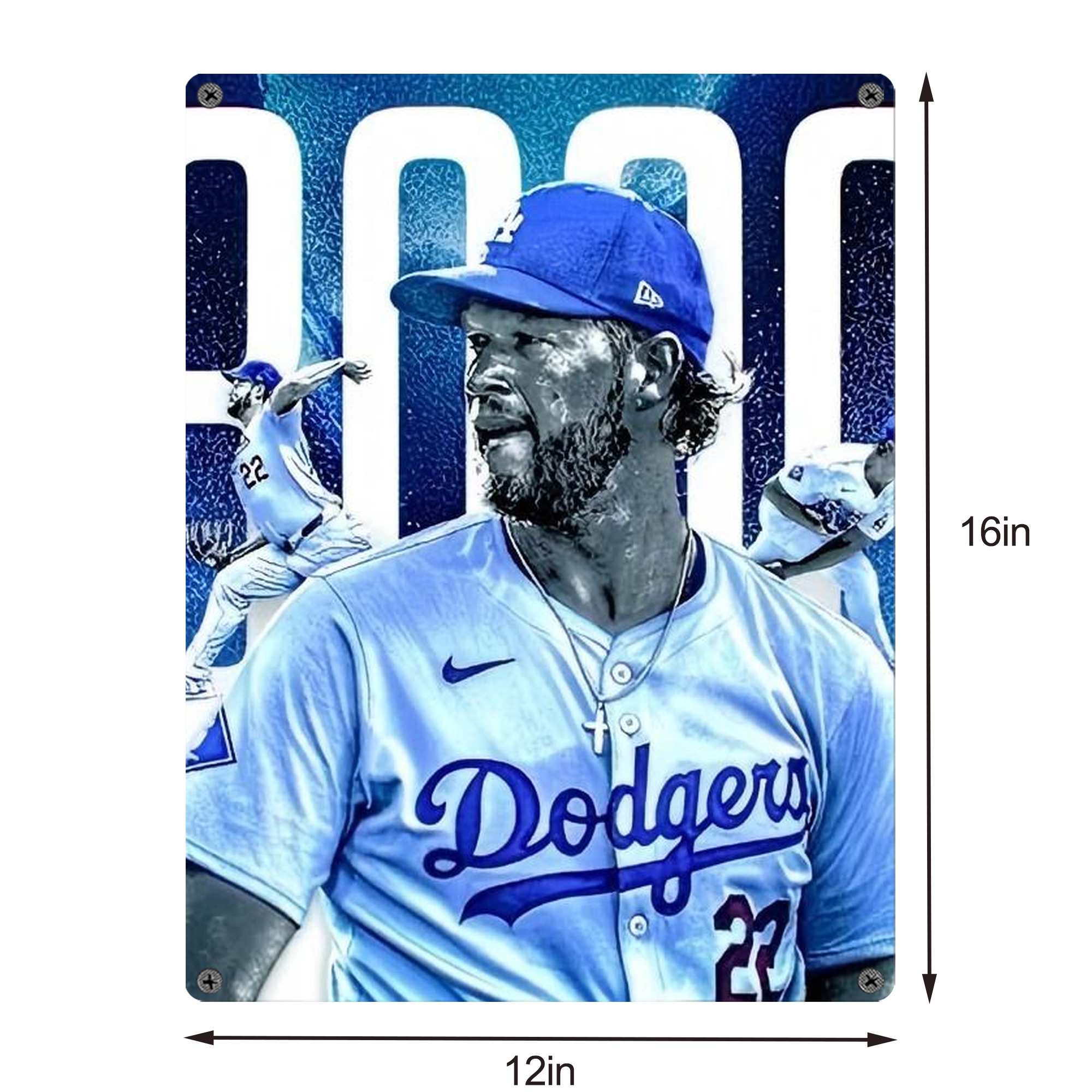 Clayton Kershaw  3K 2 Vintage Metal Tin Sign 12x16inch – Retro Wall Art Decor For Home, Bar, Kitchen, Bedroom, Office – Durable Iron Sheet Poster, Easy To Hang, Full-Color Printing