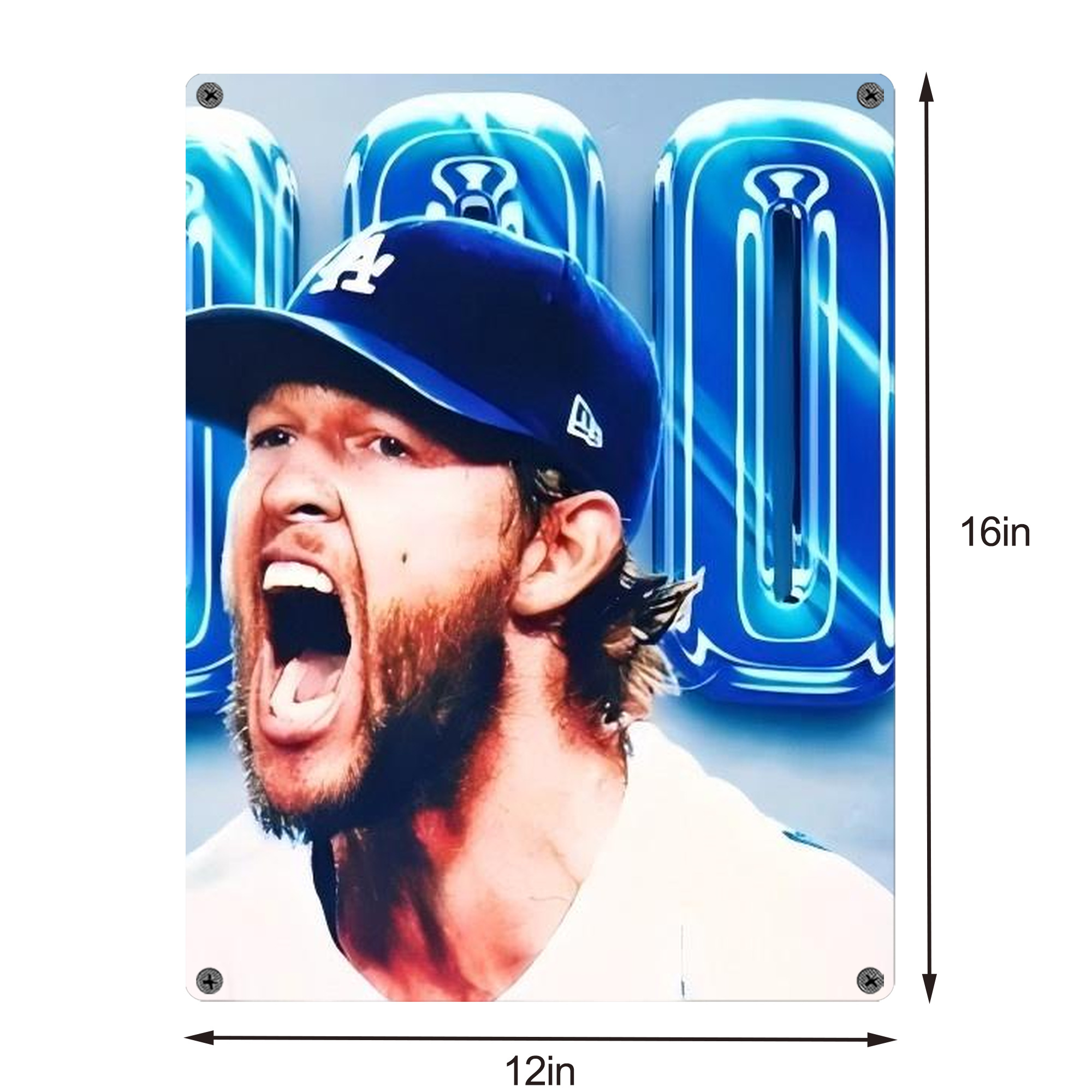 Clayton Kershaw  3K 3 Vintage Metal Tin Sign 12x16inch – Retro Wall Art Decor For Home, Bar, Kitchen, Bedroom, Office – Durable Iron Sheet Poster, Easy To Hang, Full-Color Printing