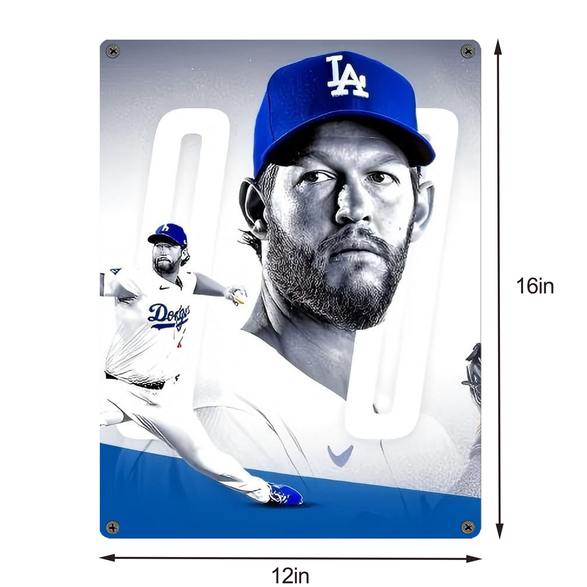 Clayton Kershaw  3K 4 Vintage Metal Tin Sign 12x16inch – Retro Wall Art Decor For Home, Bar, Kitchen, Bedroom, Office – Durable Iron Sheet Poster, Easy To Hang, Full-Color Printing