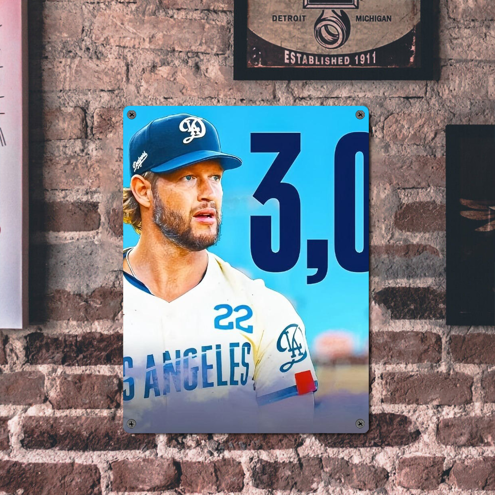 Clayton Kershaw  3K 13 Vintage Metal Tin Sign 12x16inch – Retro Wall Art Decor For Home, Bar, Kitchen, Bedroom, Office – Durable Iron Sheet Poster, Easy To Hang, Full-Color Printing