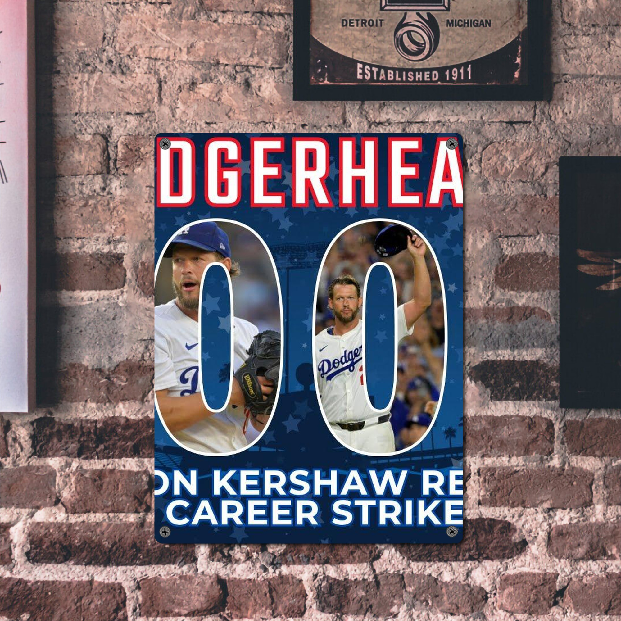 Clayton Kershaw  3K 15 Vintage Metal Tin Sign 12x16inch – Retro Wall Art Decor For Home, Bar, Kitchen, Bedroom, Office – Durable Iron Sheet Poster, Easy To Hang, Full-Color Printing