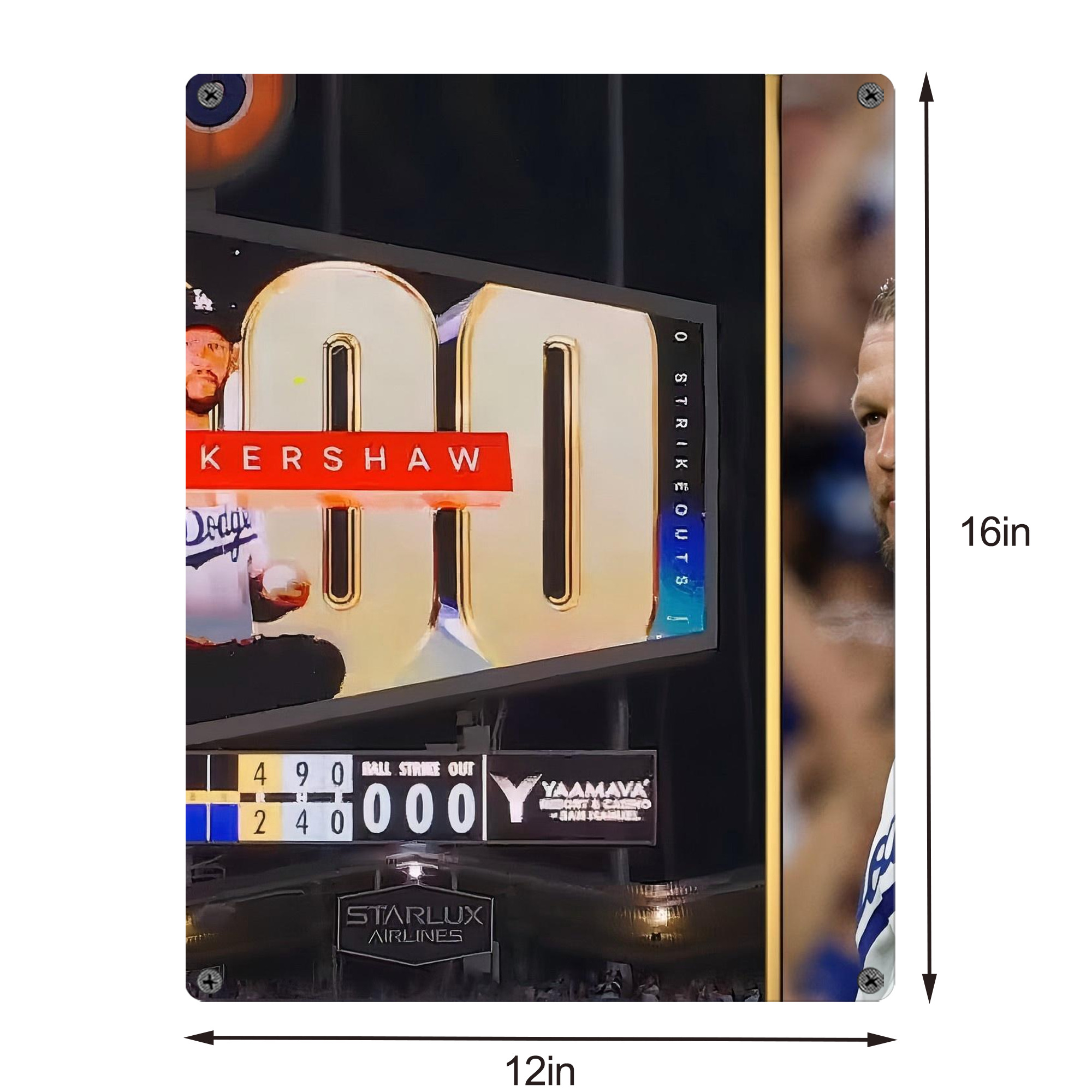 Clayton Kershaw  3K 16 Vintage Metal Tin Sign 12x16inch – Retro Wall Art Decor For Home, Bar, Kitchen, Bedroom, Office – Durable Iron Sheet Poster, Easy To Hang, Full-Color Printing