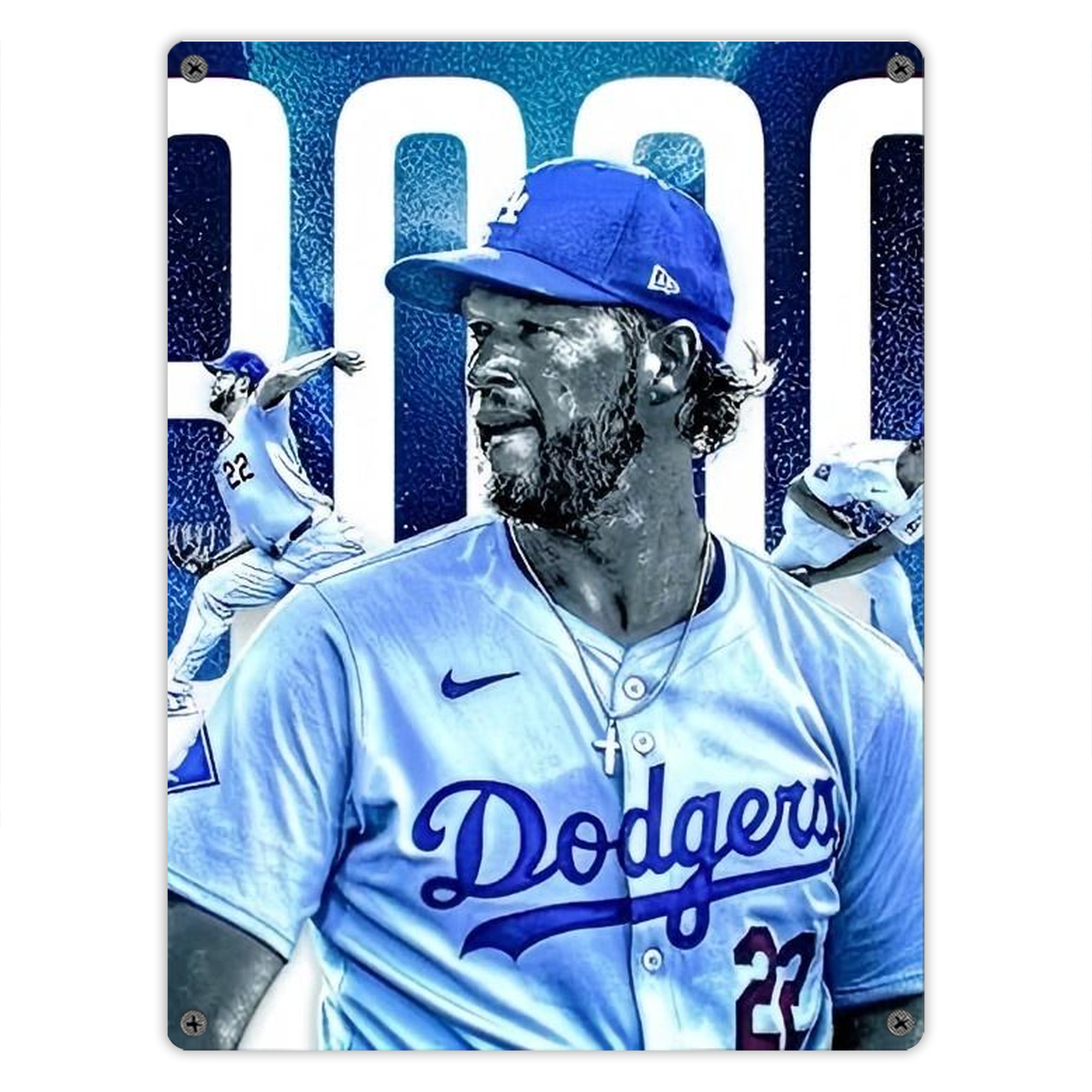 Clayton Kershaw  3K 2 Vintage Metal Tin Sign 12x16inch – Retro Wall Art Decor For Home, Bar, Kitchen, Bedroom, Office – Durable Iron Sheet Poster, Easy To Hang, Full-Color Printing