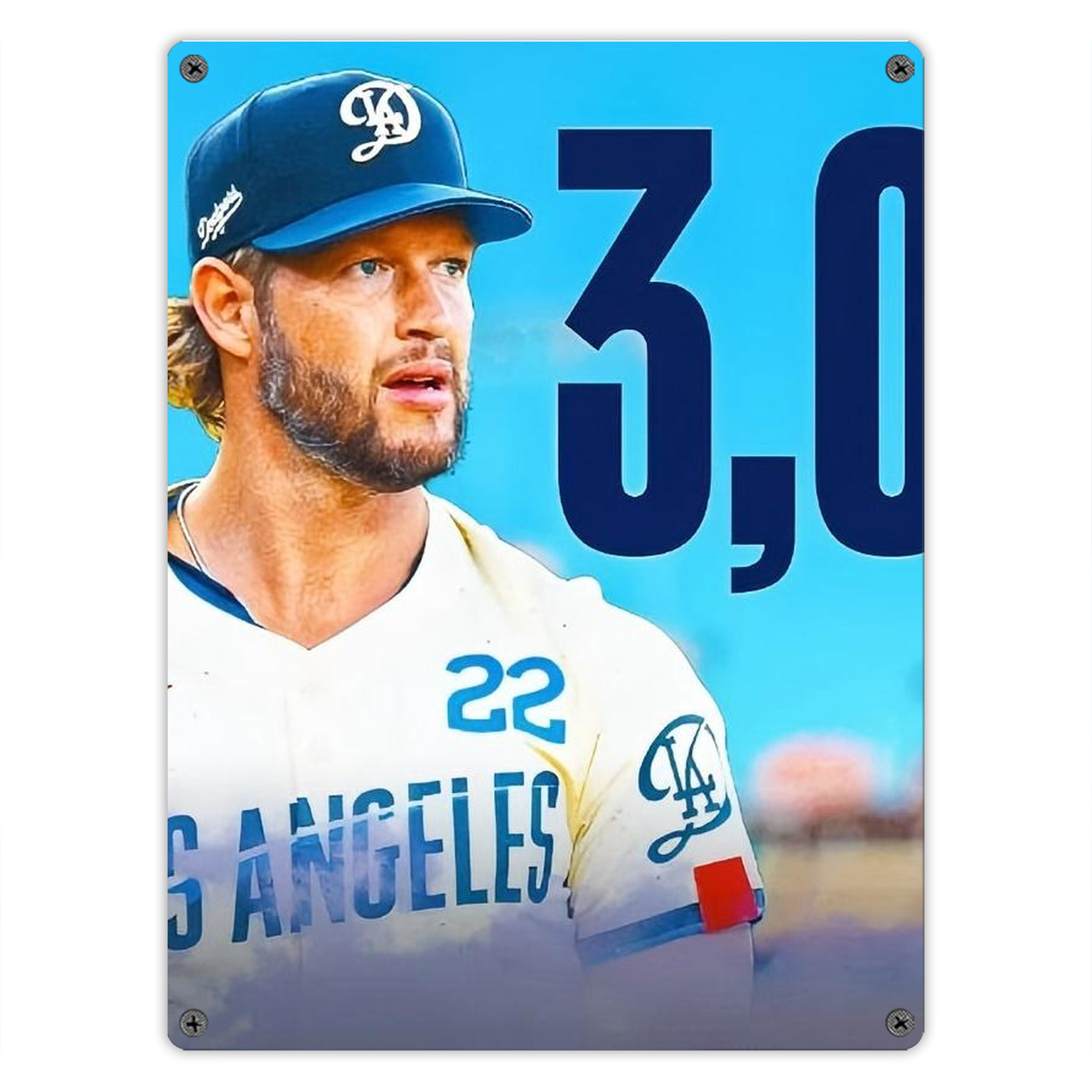 Clayton Kershaw  3K 13 Vintage Metal Tin Sign 12x16inch – Retro Wall Art Decor For Home, Bar, Kitchen, Bedroom, Office – Durable Iron Sheet Poster, Easy To Hang, Full-Color Printing