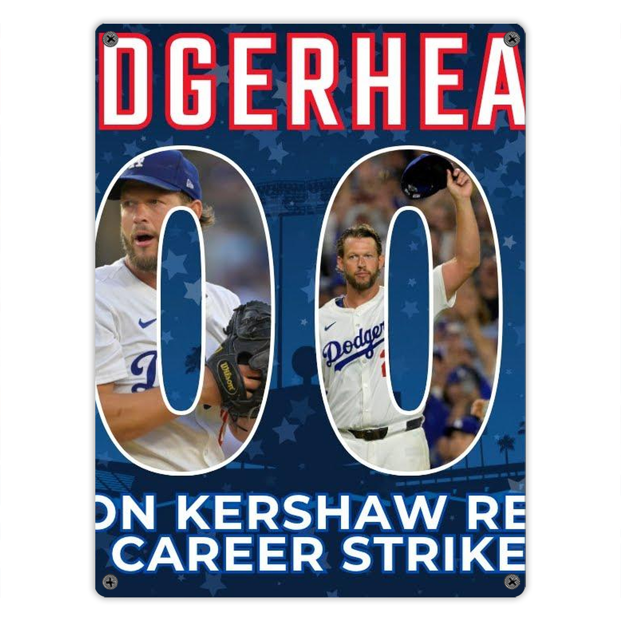 Clayton Kershaw  3K 15 Vintage Metal Tin Sign 12x16inch – Retro Wall Art Decor For Home, Bar, Kitchen, Bedroom, Office – Durable Iron Sheet Poster, Easy To Hang, Full-Color Printing