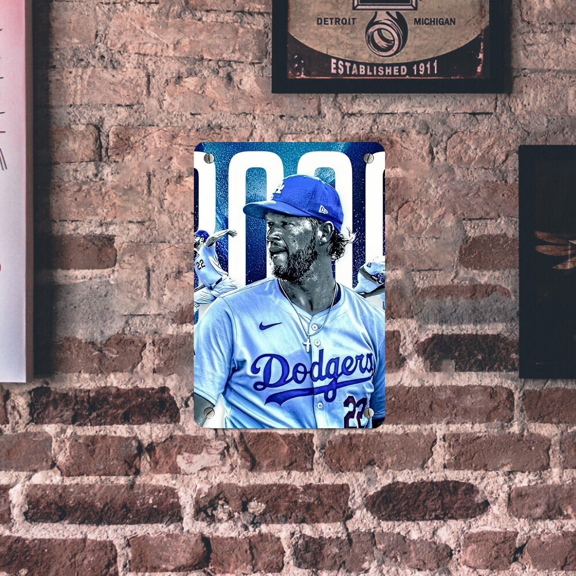 Clayton Kershaw  3K 2 Metal Tin Sign 8x12inch - High-Quality Full-Print Decorative Wall Art, Durable Rust-Resistant Metal Plaque For Living Room, Bedroom, Kitchen, Office, Bar Décor