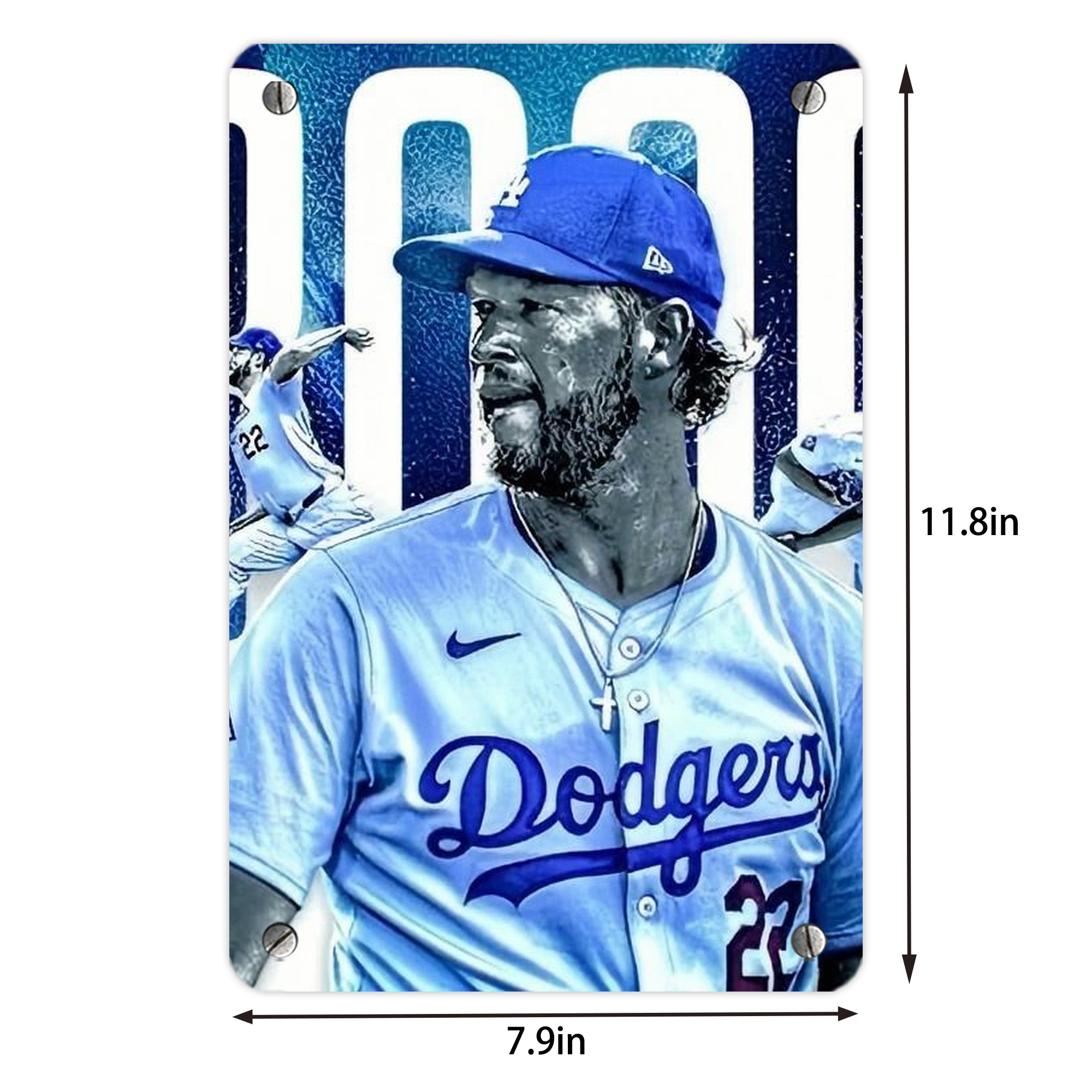Clayton Kershaw  3K 2 Metal Tin Sign 8x12inch - High-Quality Full-Print Decorative Wall Art, Durable Rust-Resistant Metal Plaque For Living Room, Bedroom, Kitchen, Office, Bar Décor