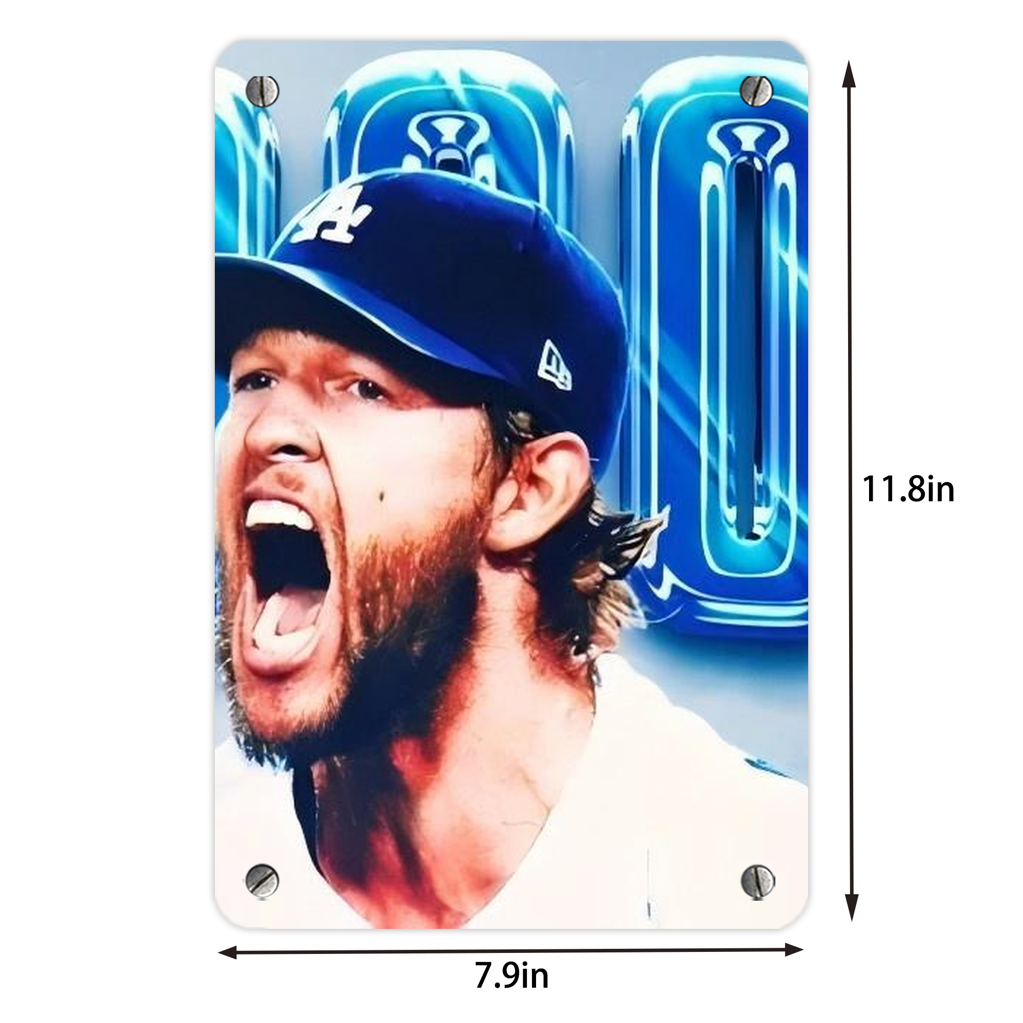 Clayton Kershaw  3K 3 Metal Tin Sign 8x12inch - High-Quality Full-Print Decorative Wall Art, Durable Rust-Resistant Metal Plaque For Living Room, Bedroom, Kitchen, Office, Bar Décor