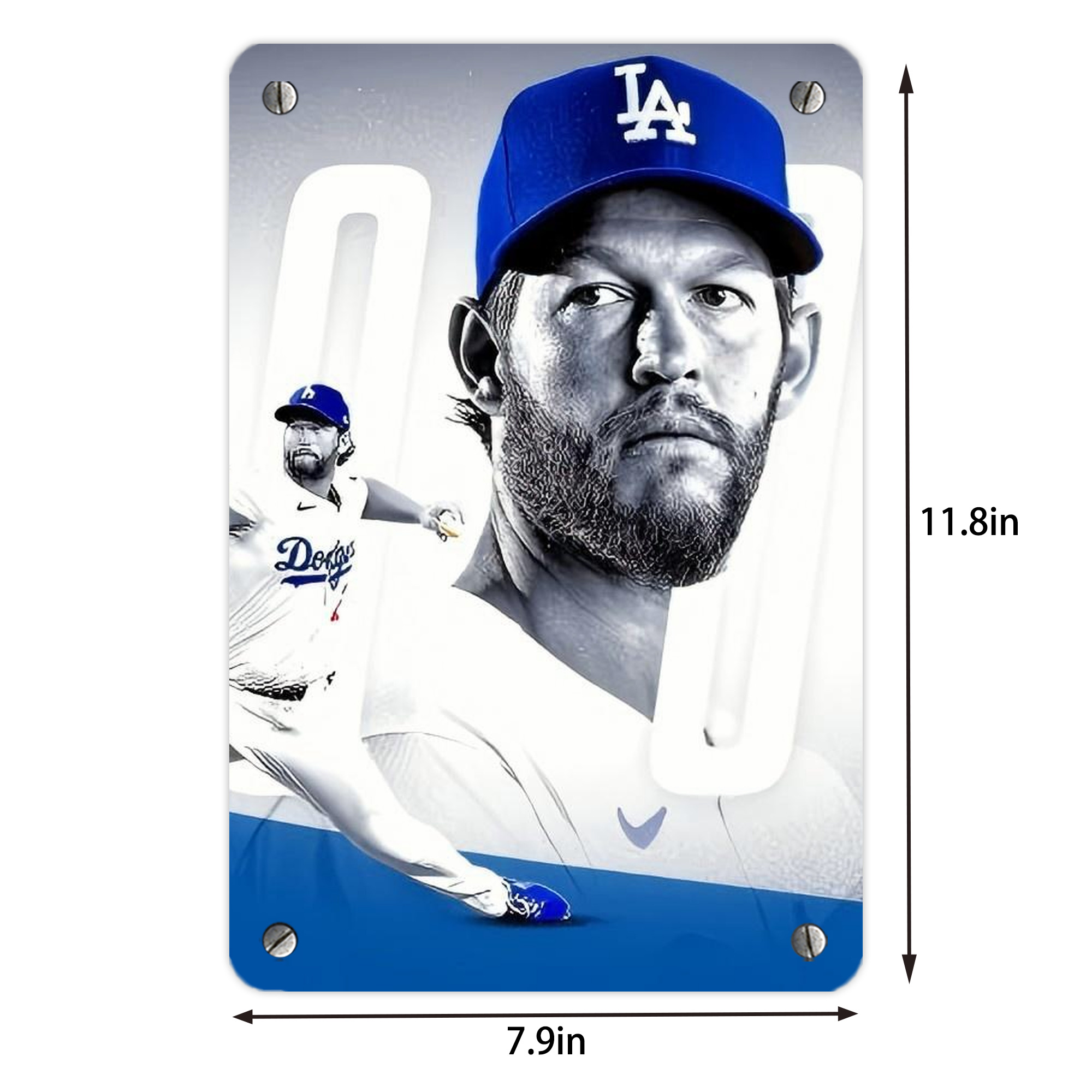 Clayton Kershaw  3K 4 Metal Tin Sign 8x12inch - High-Quality Full-Print Decorative Wall Art, Durable Rust-Resistant Metal Plaque For Living Room, Bedroom, Kitchen, Office, Bar Décor