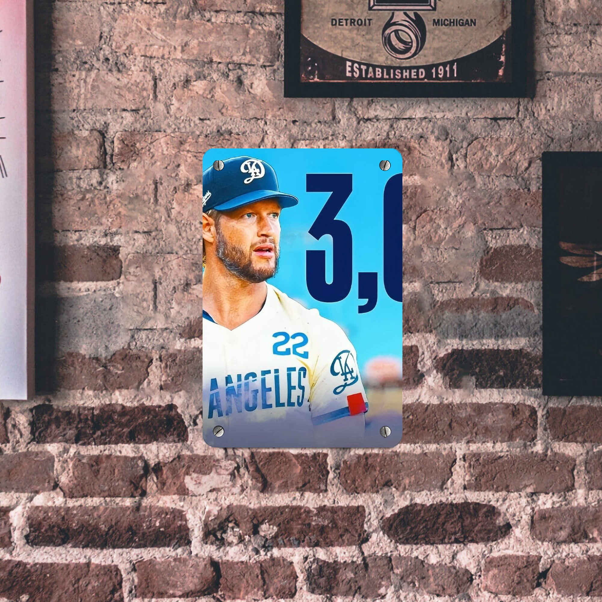 Clayton Kershaw  3K 13 Metal Tin Sign 8x12inch - High-Quality Full-Print Decorative Wall Art, Durable Rust-Resistant Metal Plaque For Living Room, Bedroom, Kitchen, Office, Bar Décor