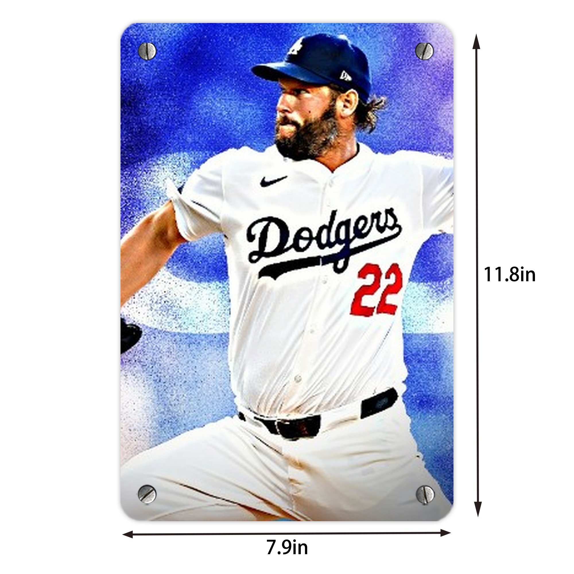 Clayton Kershaw  3K 14 Metal Tin Sign 8x12inch - High-Quality Full-Print Decorative Wall Art, Durable Rust-Resistant Metal Plaque For Living Room, Bedroom, Kitchen, Office, Bar Décor