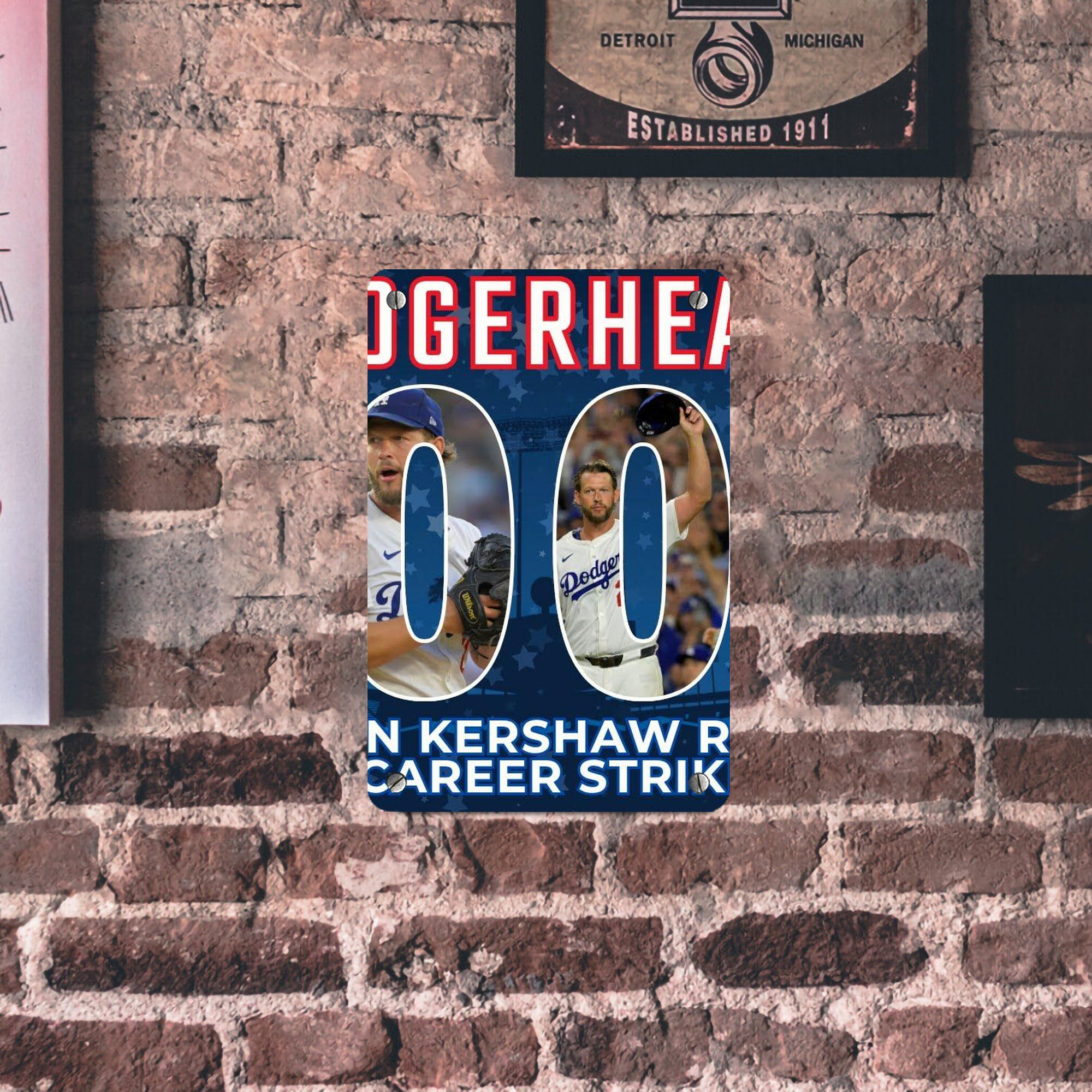 Clayton Kershaw  3K 15 Metal Tin Sign 8x12inch - High-Quality Full-Print Decorative Wall Art, Durable Rust-Resistant Metal Plaque For Living Room, Bedroom, Kitchen, Office, Bar Décor