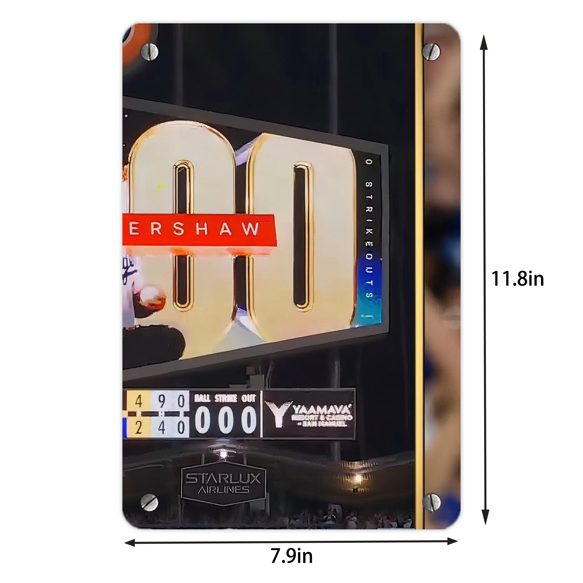 Clayton Kershaw  3K 16 Metal Tin Sign 8x12inch - High-Quality Full-Print Decorative Wall Art, Durable Rust-Resistant Metal Plaque For Living Room, Bedroom, Kitchen, Office, Bar Décor