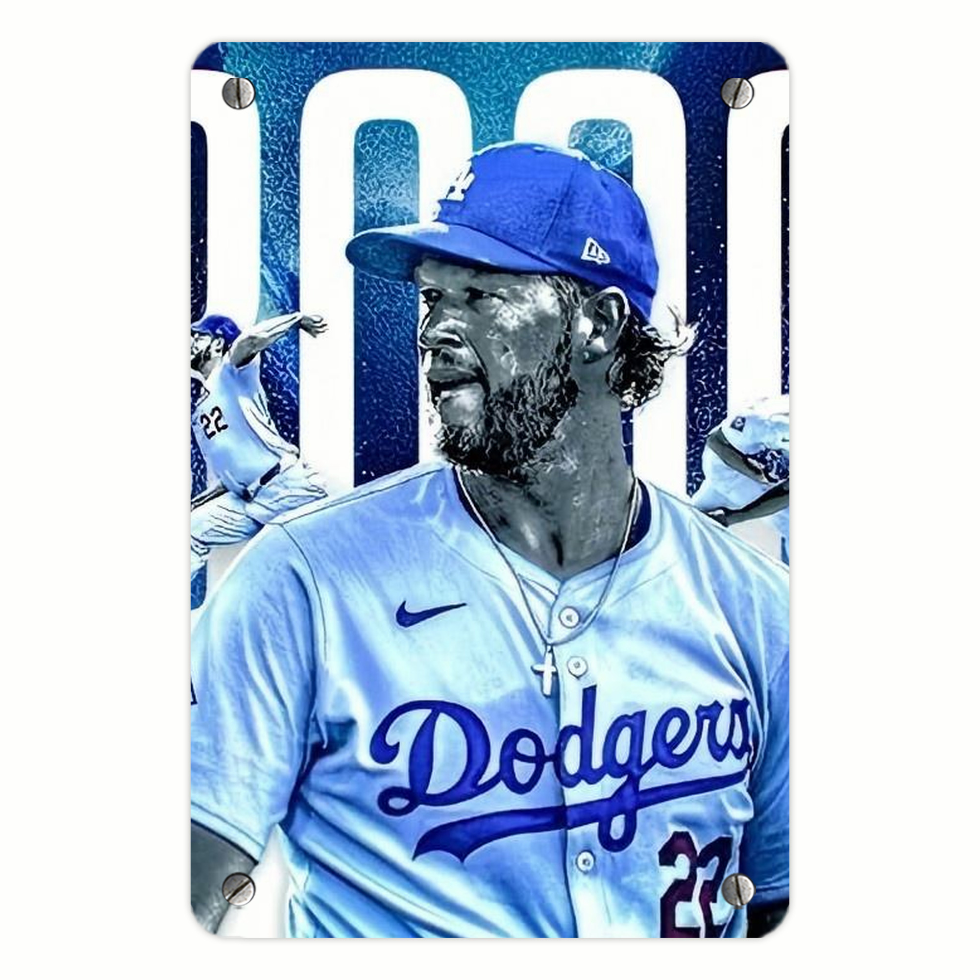 Clayton Kershaw  3K 2 Metal Tin Sign 8x12inch - High-Quality Full-Print Decorative Wall Art, Durable Rust-Resistant Metal Plaque For Living Room, Bedroom, Kitchen, Office, Bar Décor