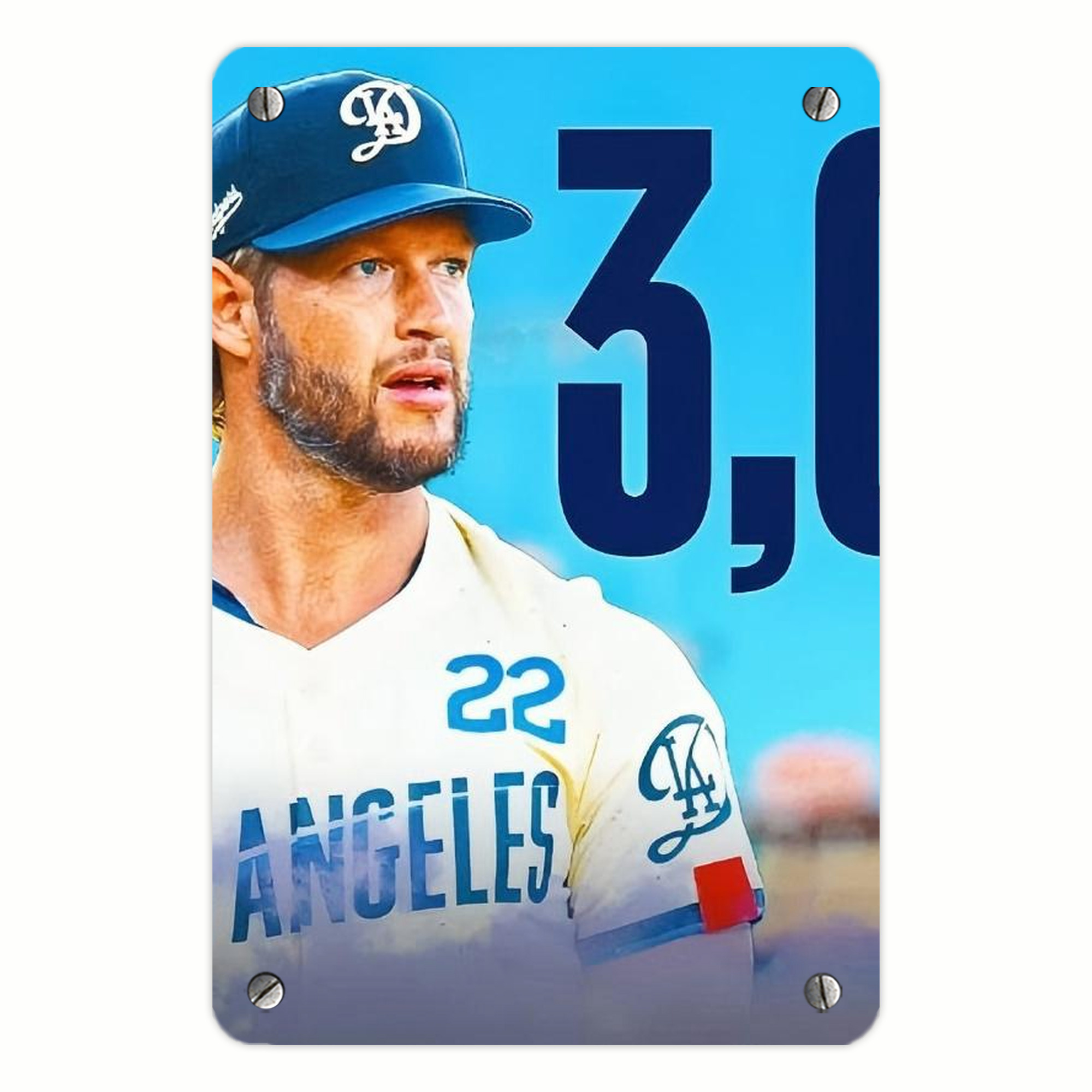 Clayton Kershaw  3K 13 Metal Tin Sign 8x12inch - High-Quality Full-Print Decorative Wall Art, Durable Rust-Resistant Metal Plaque For Living Room, Bedroom, Kitchen, Office, Bar Décor