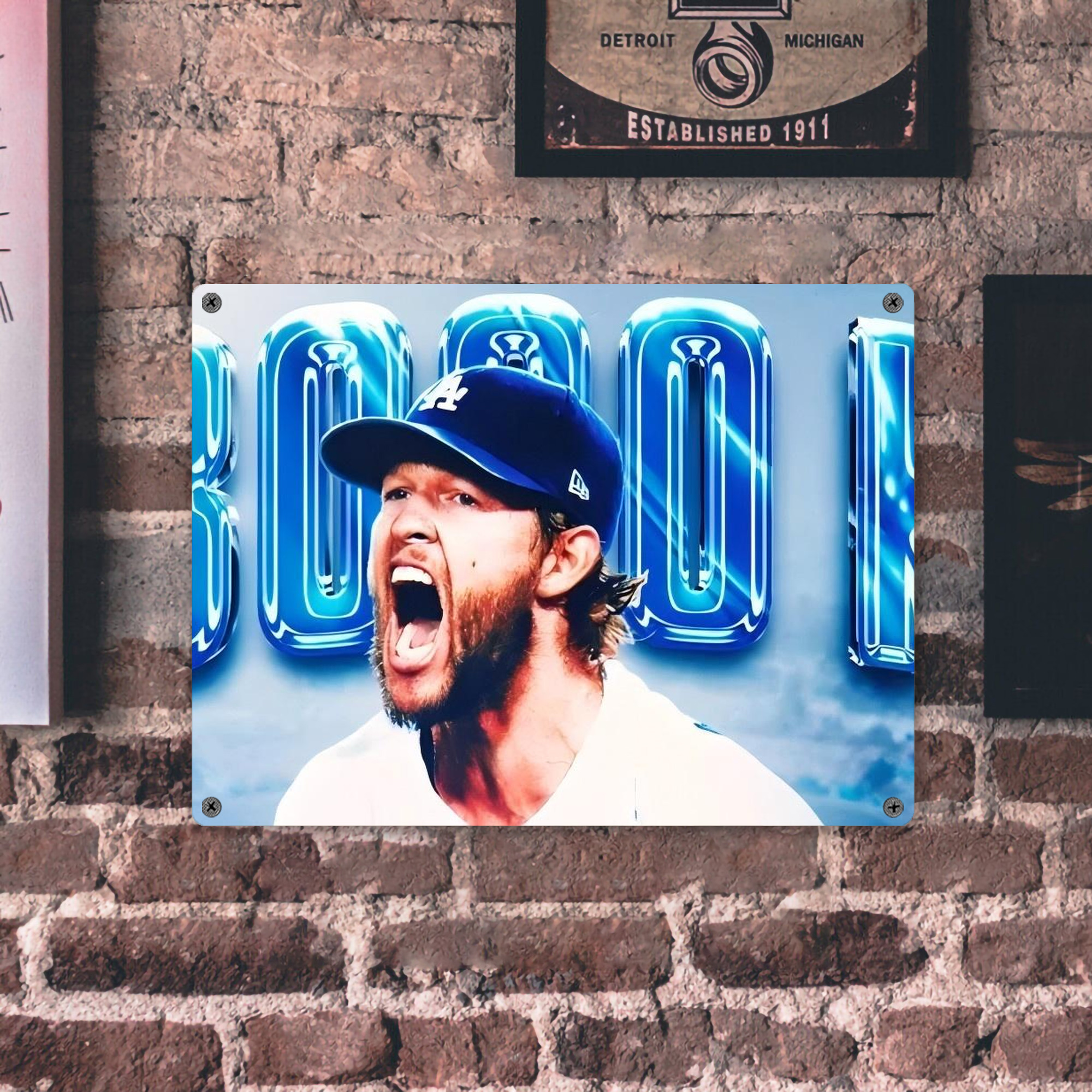 Clayton Kershaw  3K 3 Vintage Metal Tin Sign 16x12 – Full-Print Iron Wall Decor – Durable, Fade-Resistant – Easy To Hang – Ideal For Home, Bar, Kitchen & Office Decor