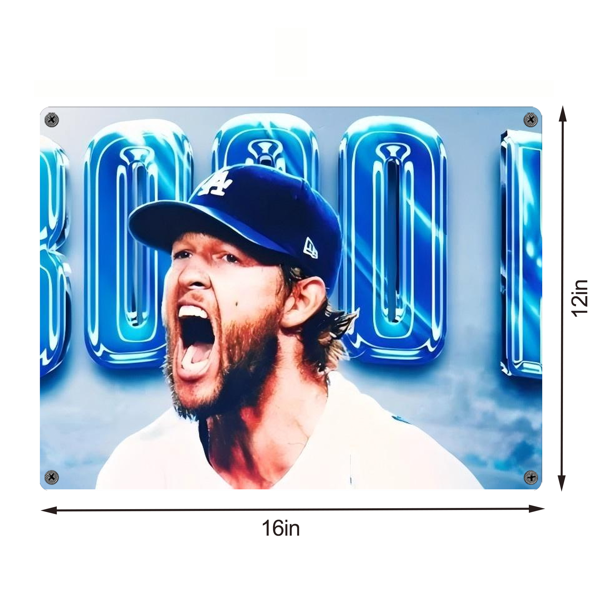 Clayton Kershaw  3K 3 Vintage Metal Tin Sign 16x12 – Full-Print Iron Wall Decor – Durable, Fade-Resistant – Easy To Hang – Ideal For Home, Bar, Kitchen & Office Decor