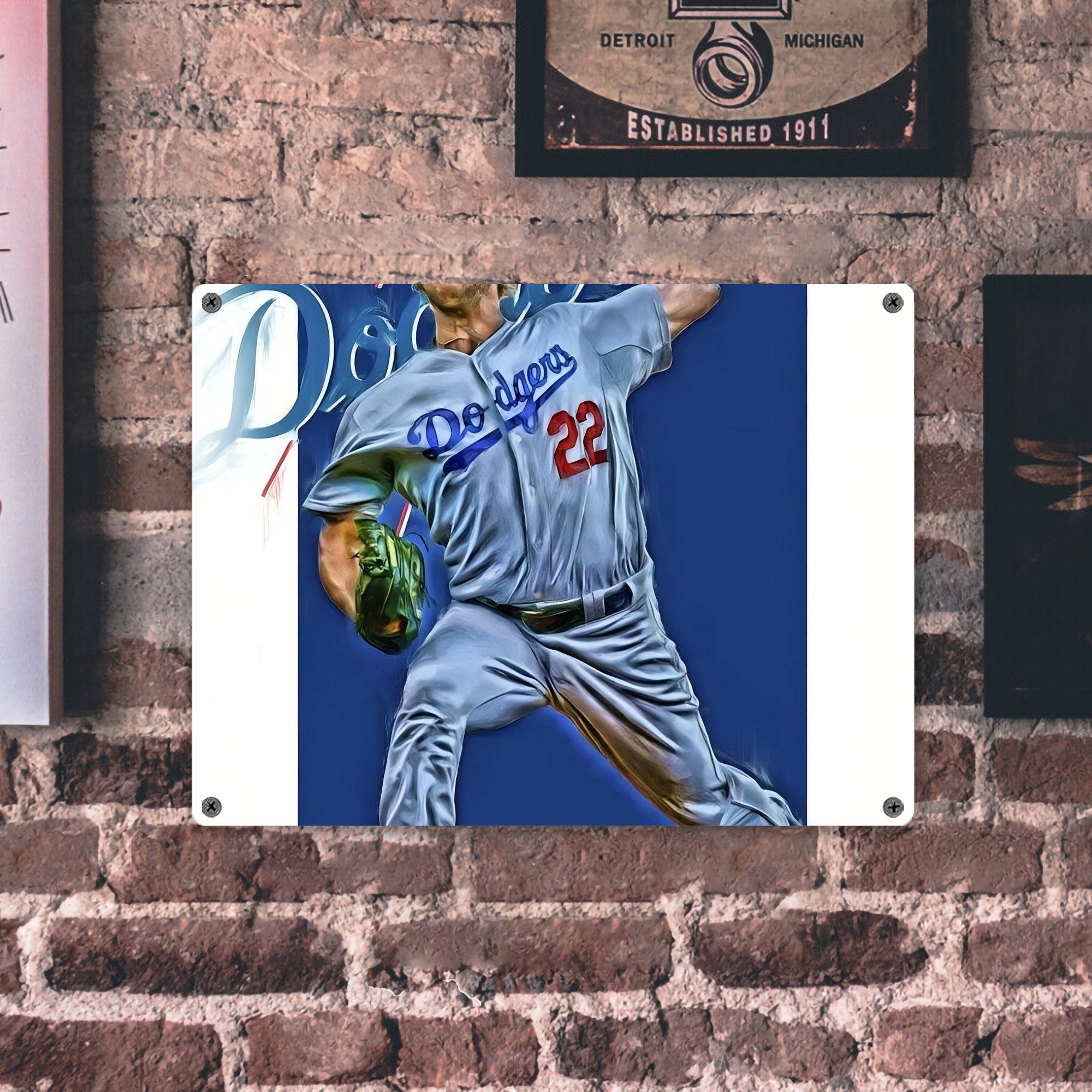 Clayton Kershaw  3K 4 Vintage Metal Tin Sign 16x12 – Full-Print Iron Wall Decor – Durable, Fade-Resistant – Easy To Hang – Ideal For Home, Bar, Kitchen & Office Decor
