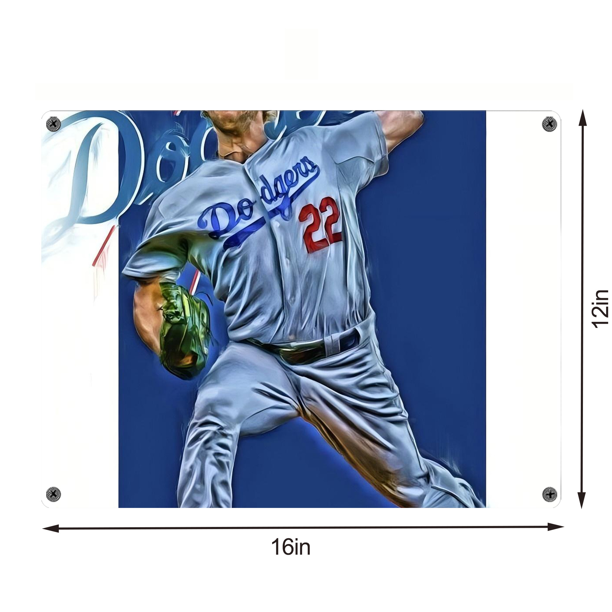 Clayton Kershaw  3K 4 Vintage Metal Tin Sign 16x12 – Full-Print Iron Wall Decor – Durable, Fade-Resistant – Easy To Hang – Ideal For Home, Bar, Kitchen & Office Decor